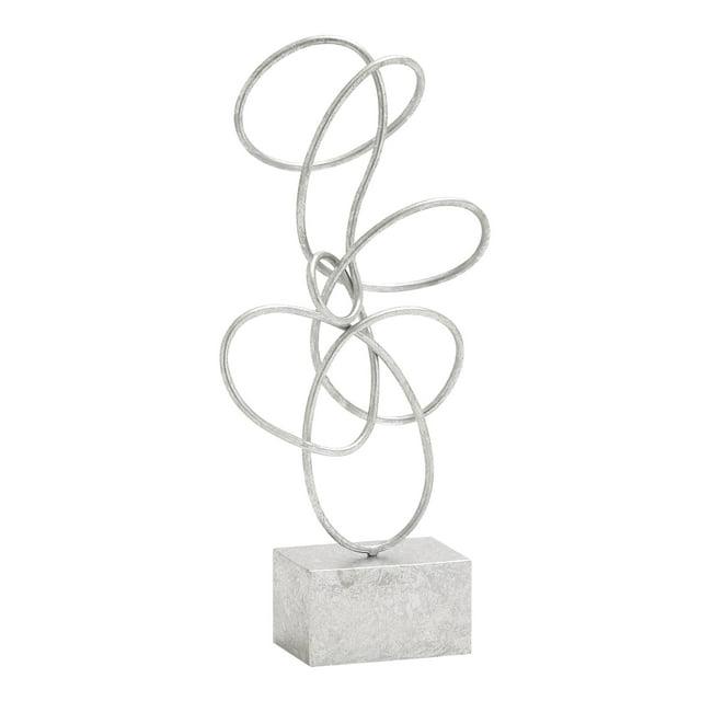 10" x 22" Silver Metal Swirl Abstract Sculpture, by DecMode