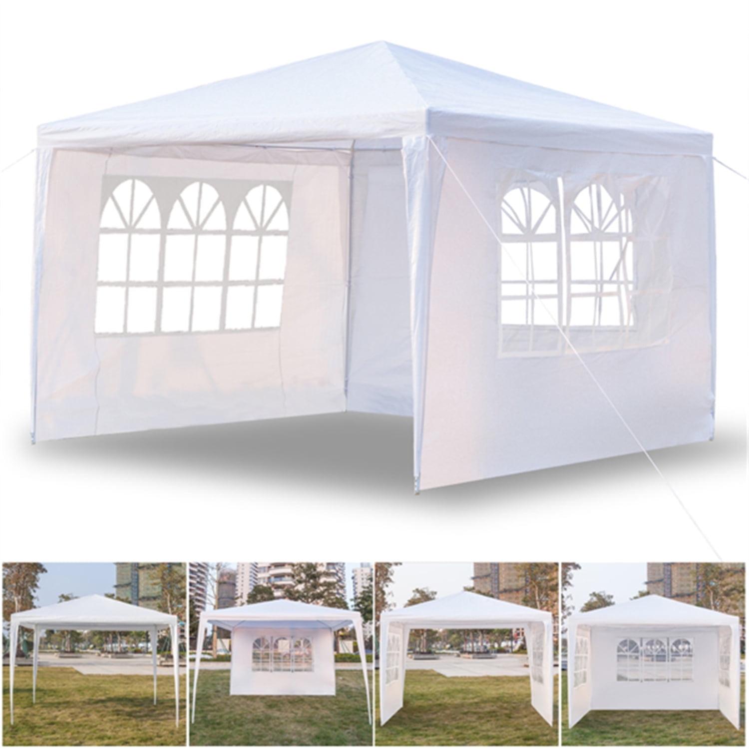 10 x 10 Canopy Tent with 3 Removable SideWalls for Patio Garden, Sunshade Outdoor Gazebo BBQ Shelter Pavilion, for Party Wedding Catering Gazebo Garden Beach Camping Patio, White