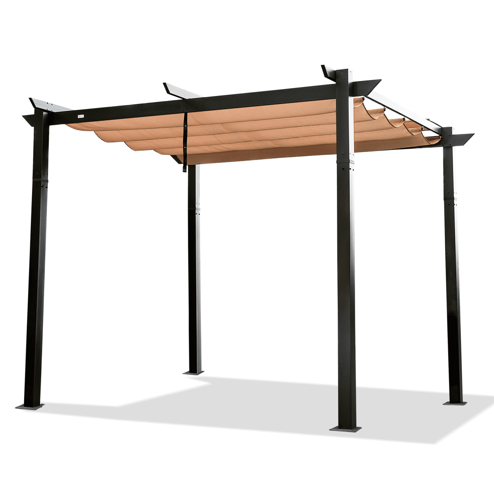 10' x 10' Dark Gray Aluminum Pergola with Retractable Canopy