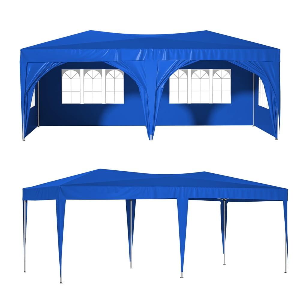 Blue 10x20 Waterproof Steel Frame Pop-Up Canopy Tent with Sidewalls