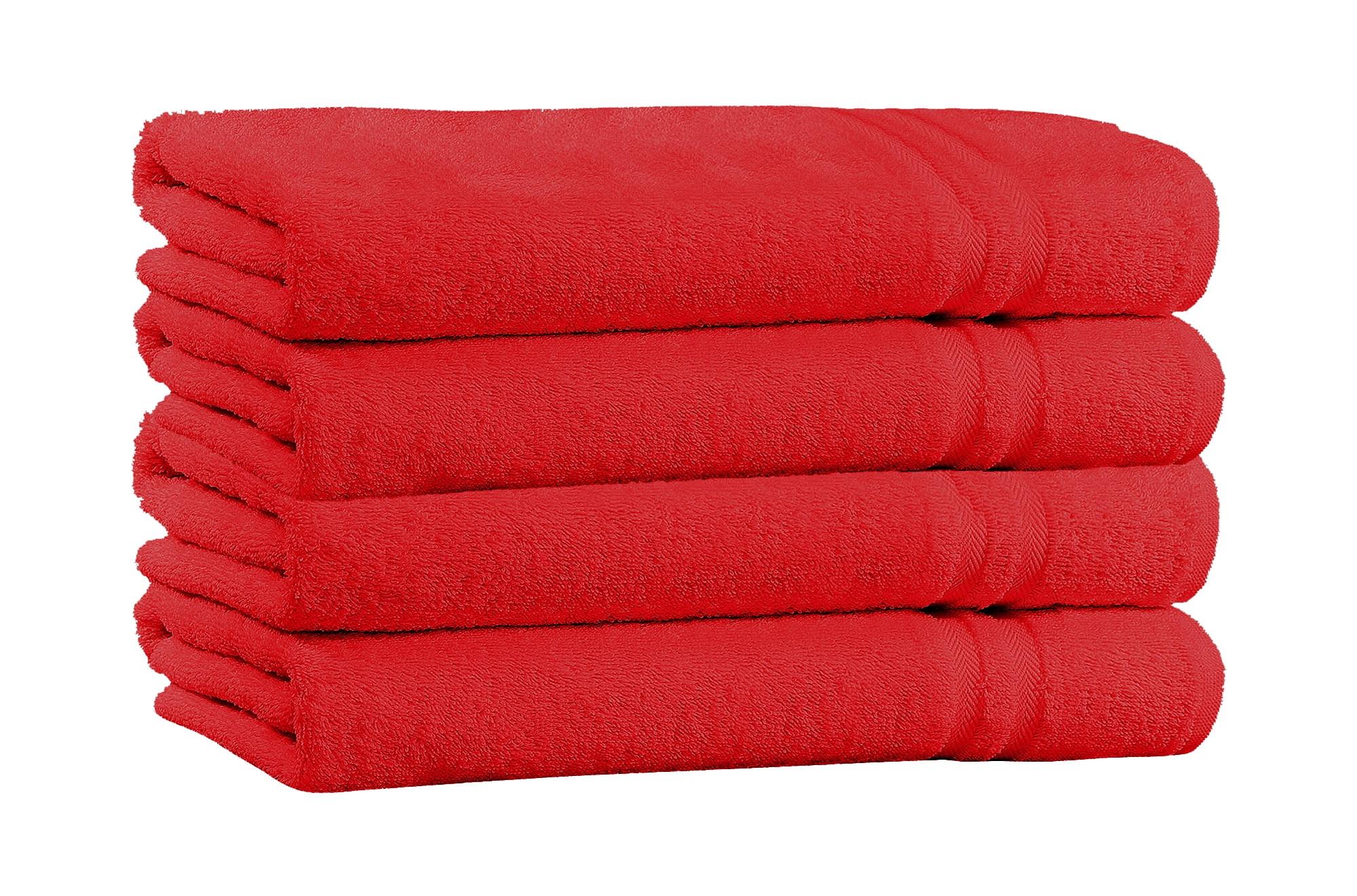 Cherry Red 100% Cotton 4-Pack Bath Towel Set