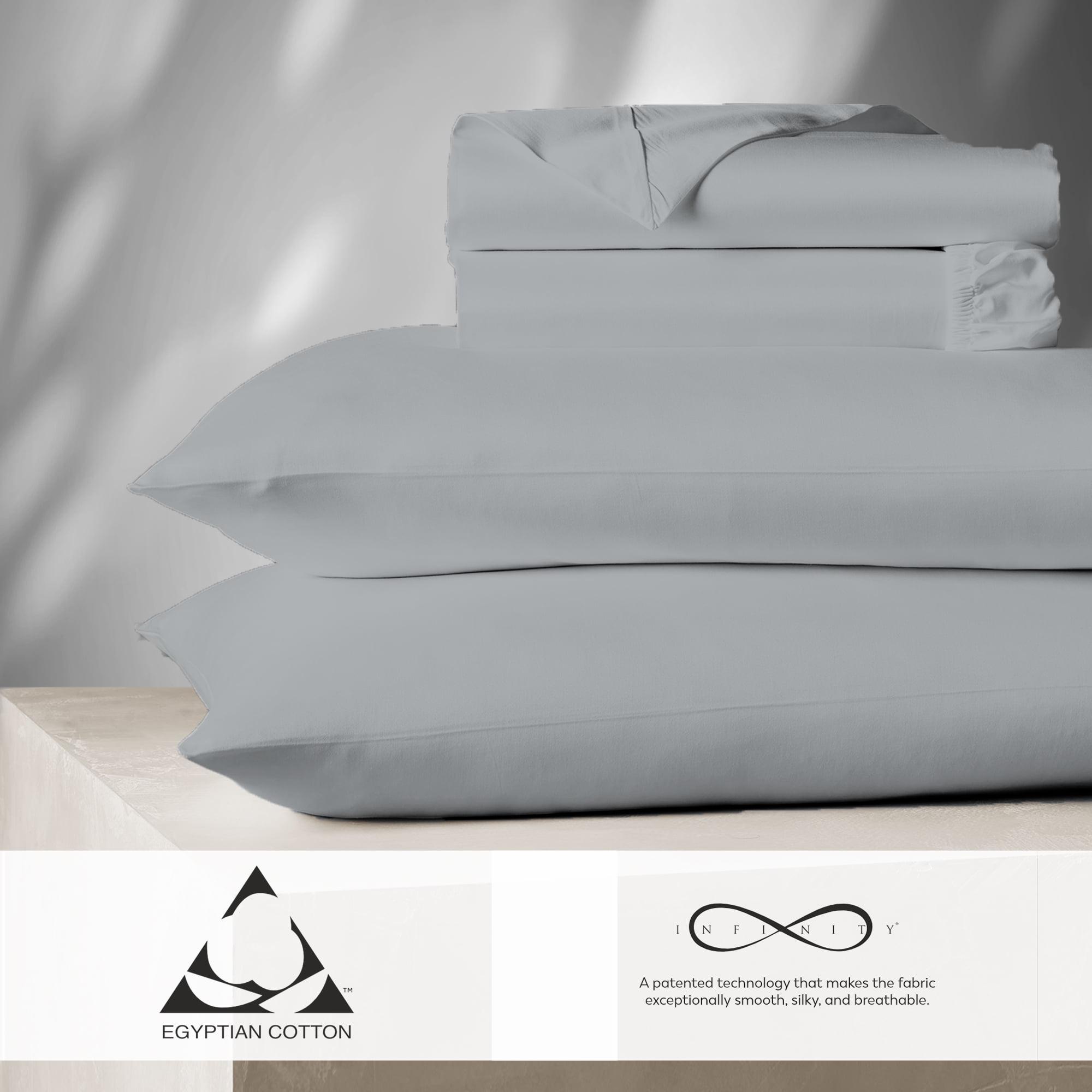 King 1000 Thread Count Cotton Solid Sheet Set Silver - Aireolux