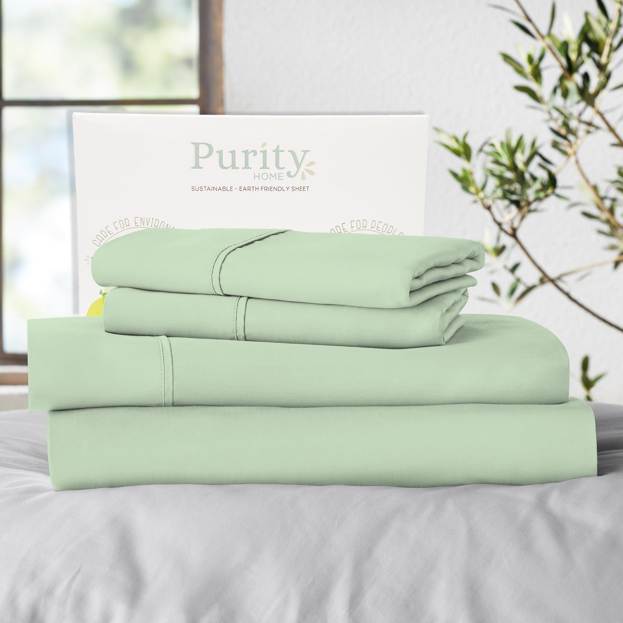 Full 400 Thread Count Ultimate Percale Cotton Solid Sheet Set Sage - Purity Home: Includes Deep Pocket Fitted Sheet, OEKO-TEX Certified
