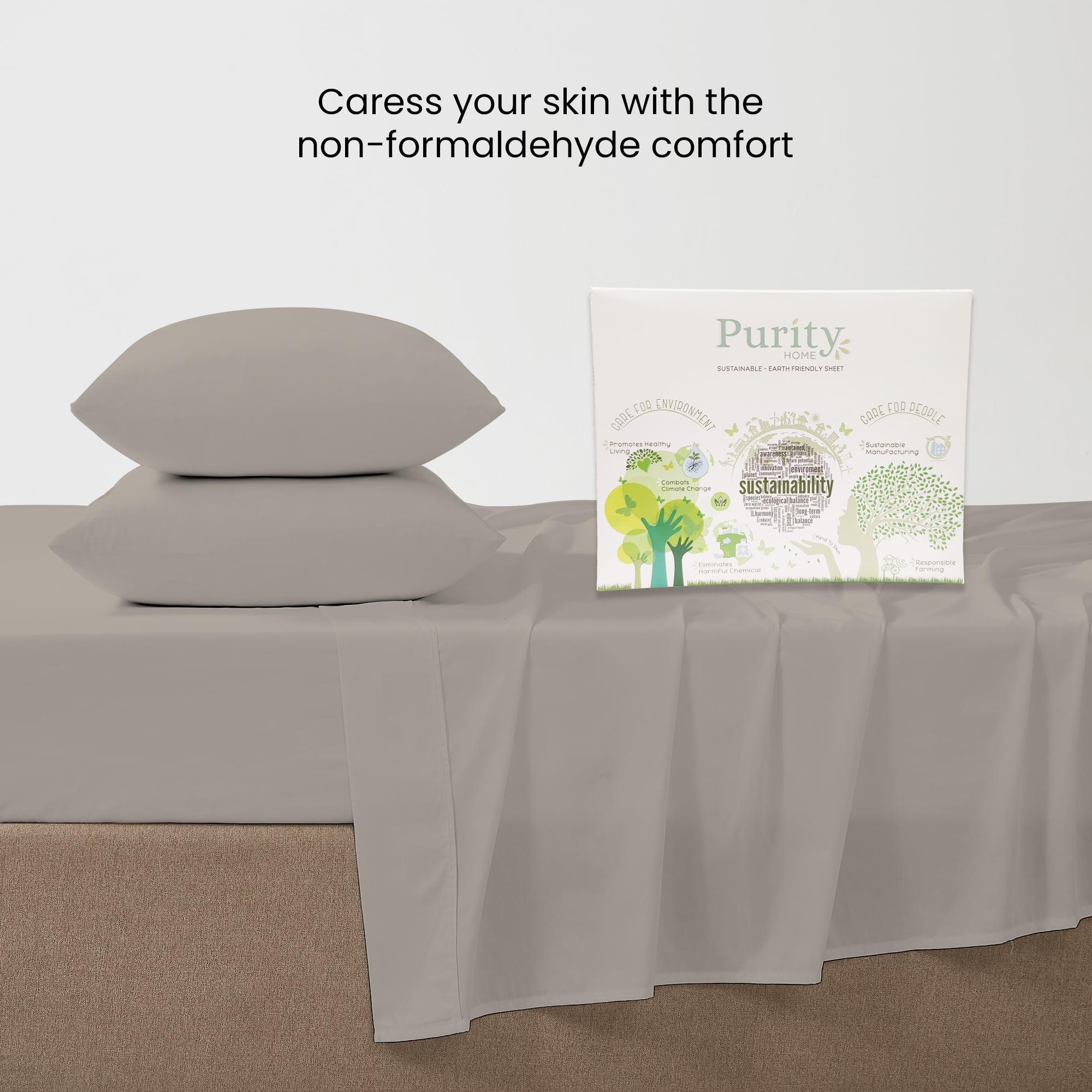 Full 400 Thread Count Wrinkle Free Cotton Sheet Set Taupe - Purity Home: Sateen Weave, Deep Pocket, OEKO-TEX Certified
