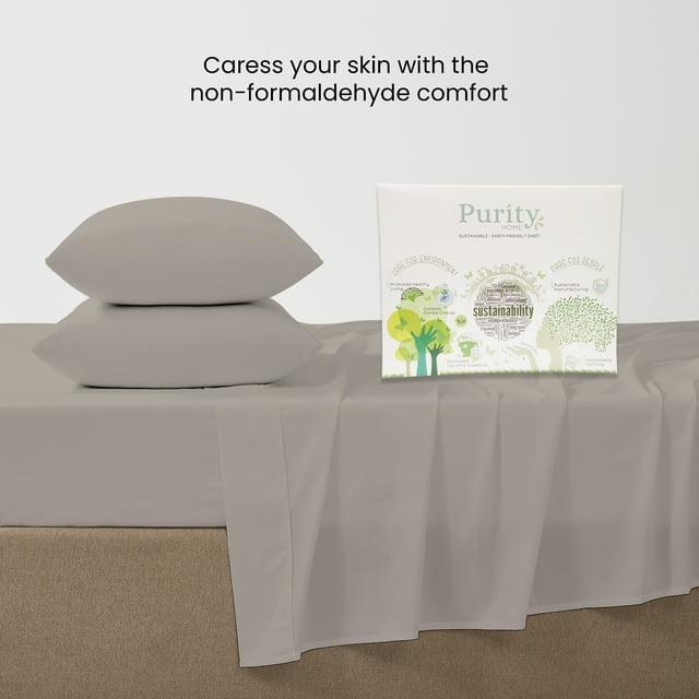 Full 400 Thread Count Wrinkle Free Cotton Sheet Set Taupe - Purity Home: Sateen Weave, Deep Pocket, OEKO-TEX Certified