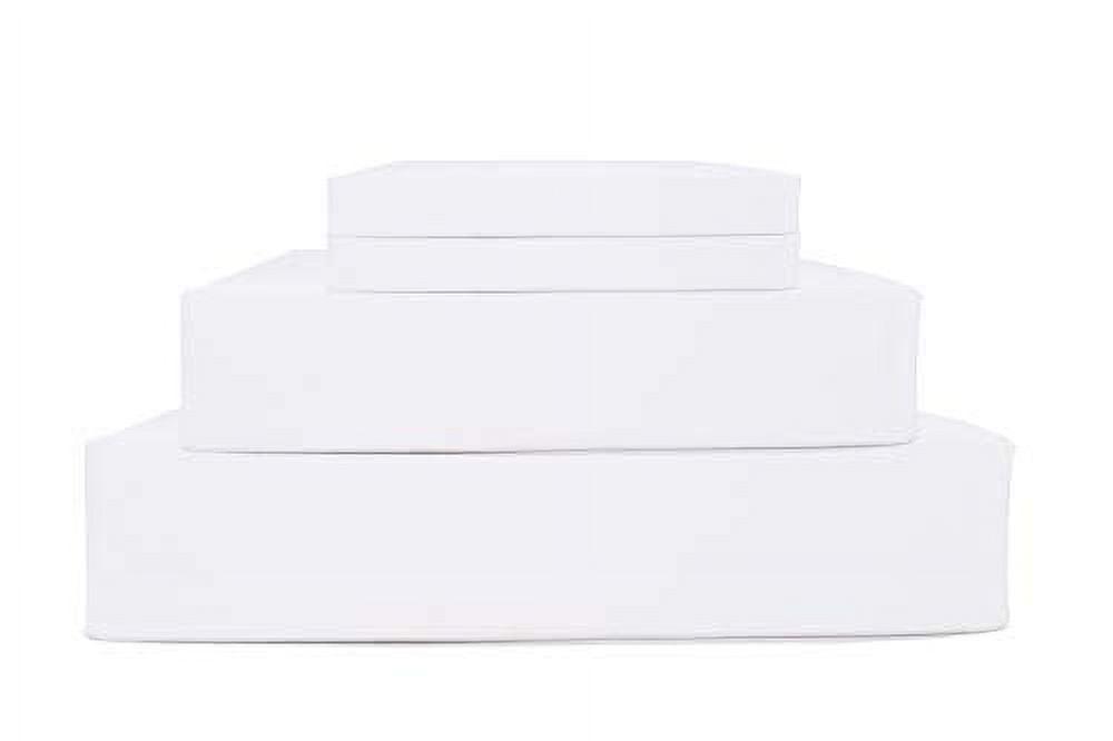 100% Cotton Percale Sheets Queen Size, White, Deep Pocket, 4 Piece - 1 Flat, 1 Deep Pocket Fitted Sheet and 2 Pillowcases, Crisp Cool and Strong Bed Linen