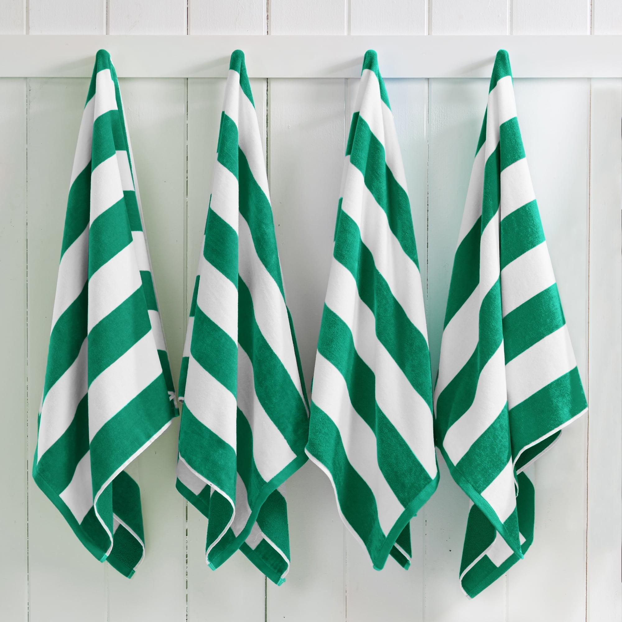 FreshFolds 100% Cotton Absorbent & Quick-Dry Cabana Beach Towels (Set of 4)