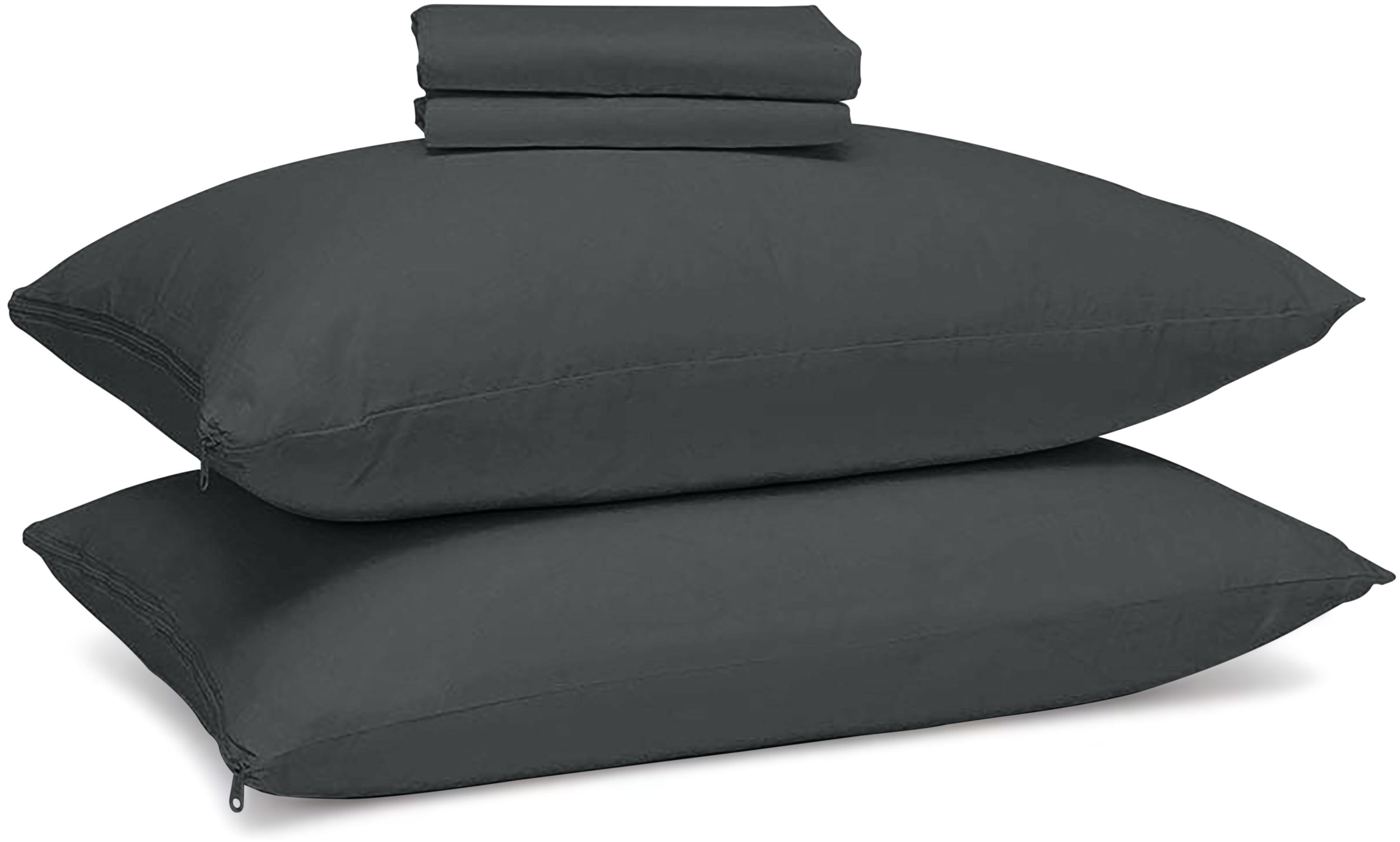 Circles Home 100% Cotton Breathable Pillow Protector with Zipper – (2 Pack)