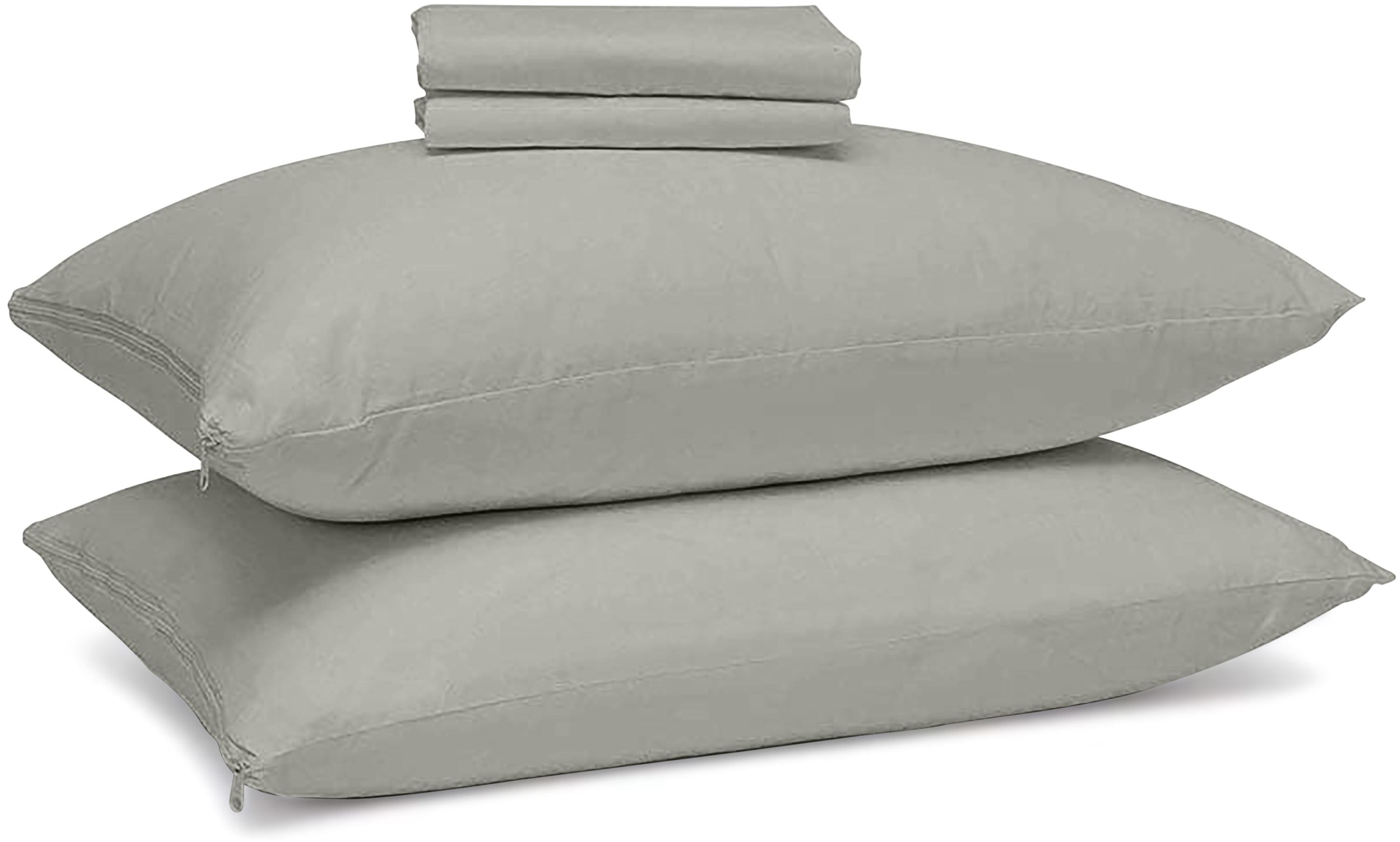 100% Cotton Zippered Pillow Protector (2 pck) King - Light Grey