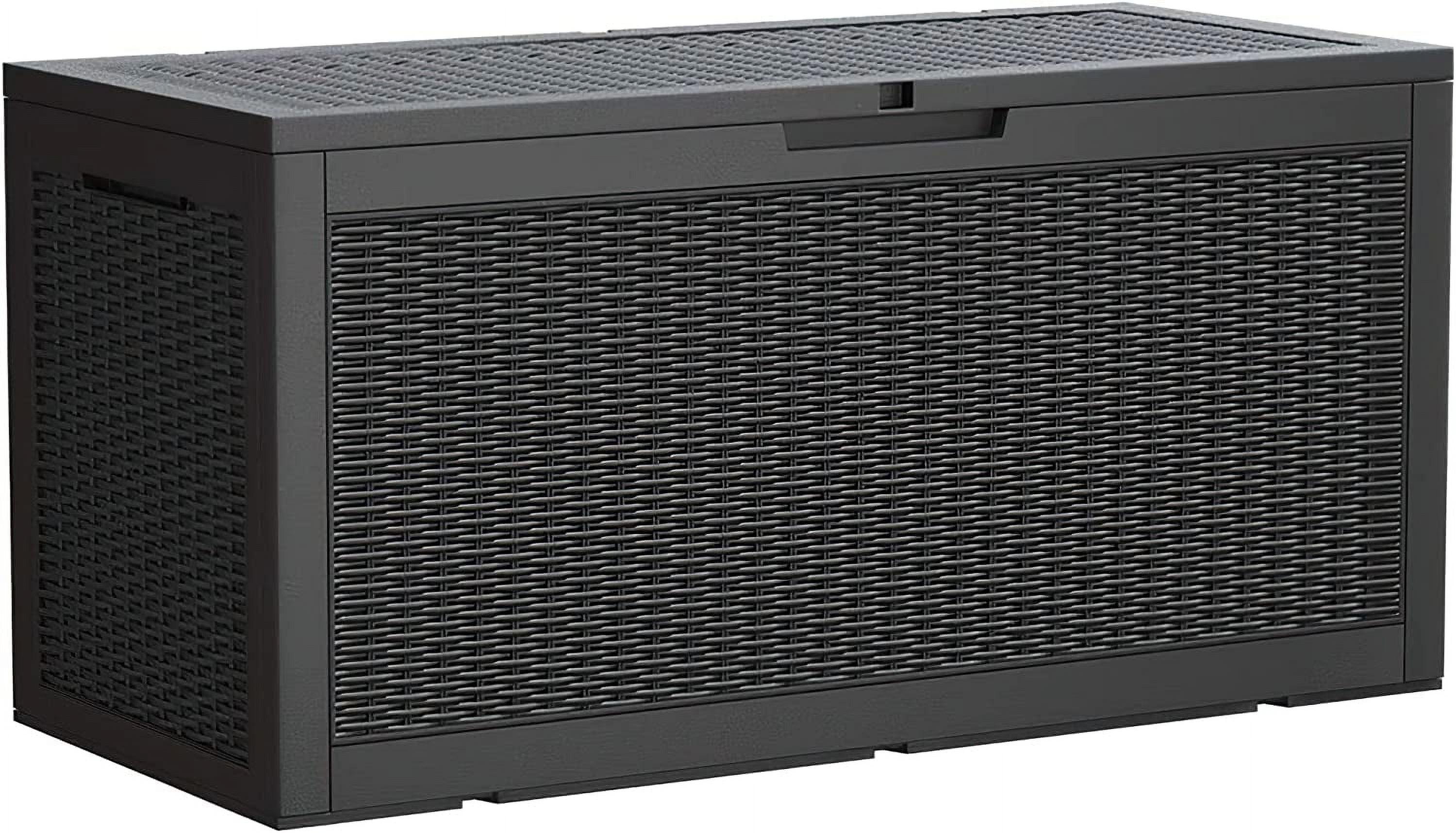 Black Resin Wicker Lockable 100 Gallon Deck Box