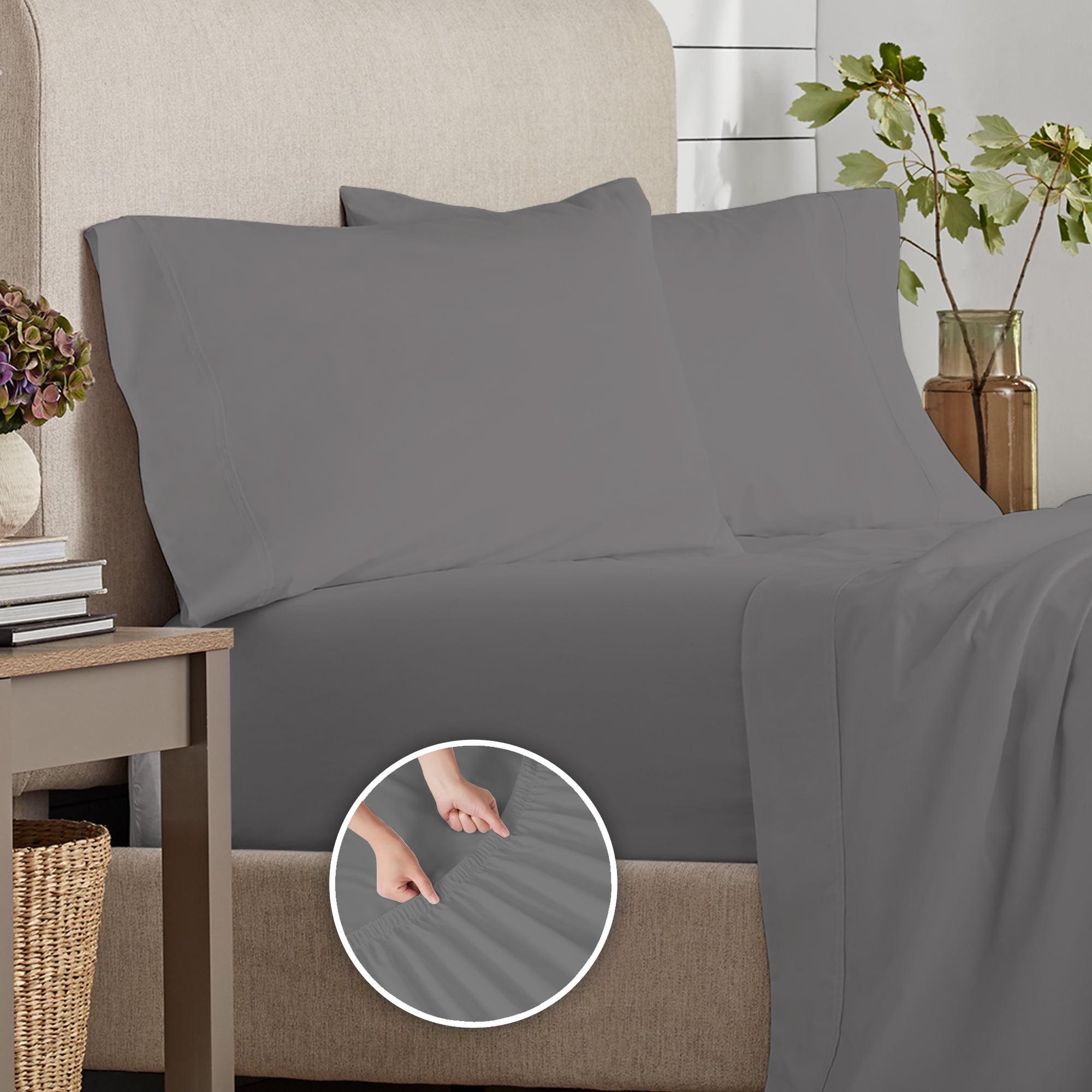 Full 300 Thread Count Organic Cotton Percale Sheet Set Dark Gray - Purity Home: Includes 1 Fitted, 1 Flat, 2 Pillowcases, OEKO-TEX Certified