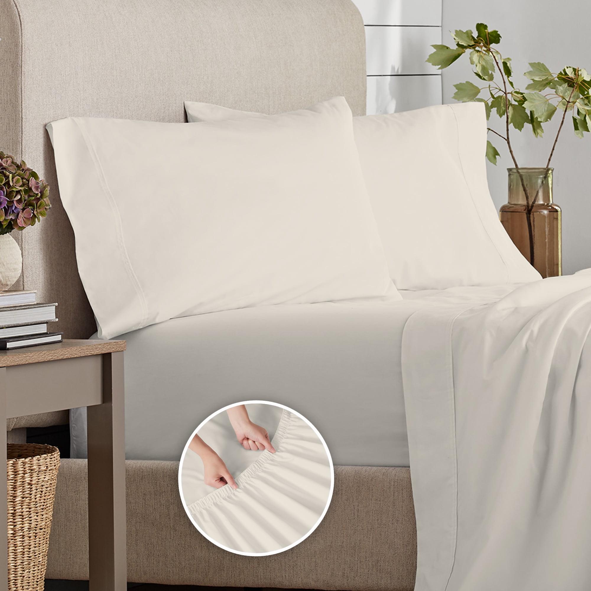 Purity Home 100% Organic Cotton King Ivory Percale Bedsheet set, 300 Thread Count Breathable, Super Soft, & Cozy 4-Piece Set