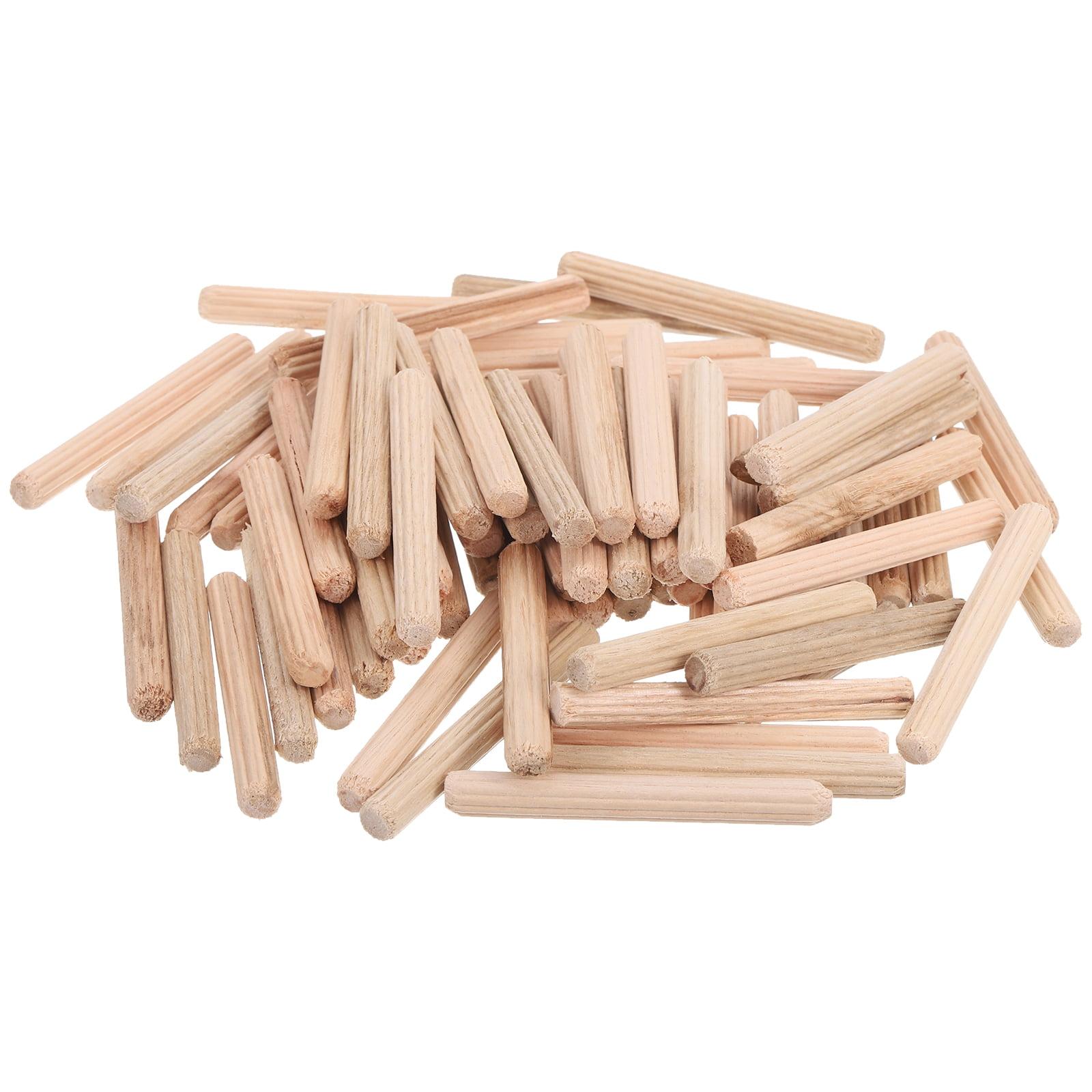 Natural Solid Wood Fluted Dowel Pins for Woodworking, 6 x 50mm, 100 Pcs