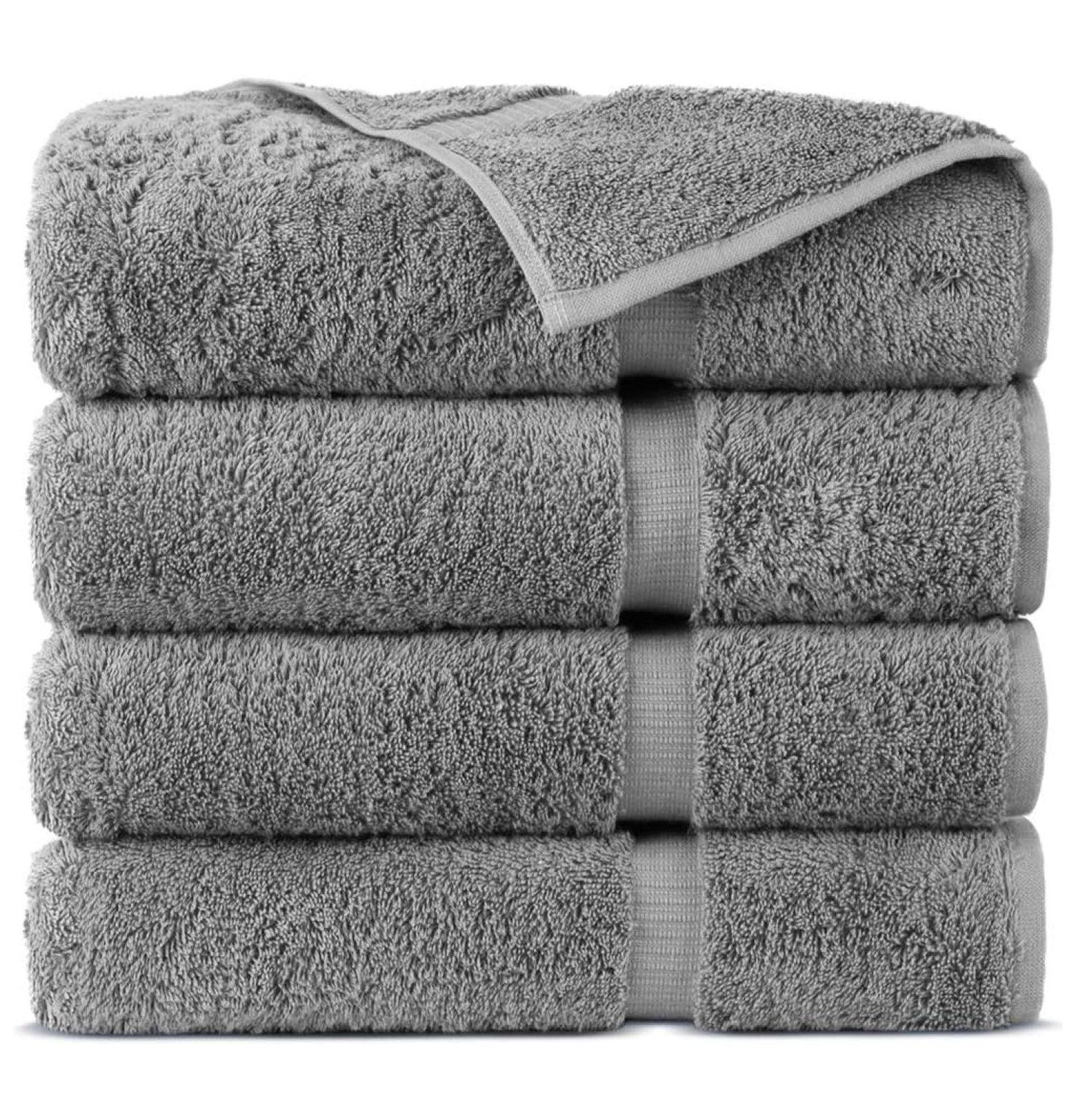 100% Turkish Cotton Towel Set (Gray, Bath Towels - Set of 4)