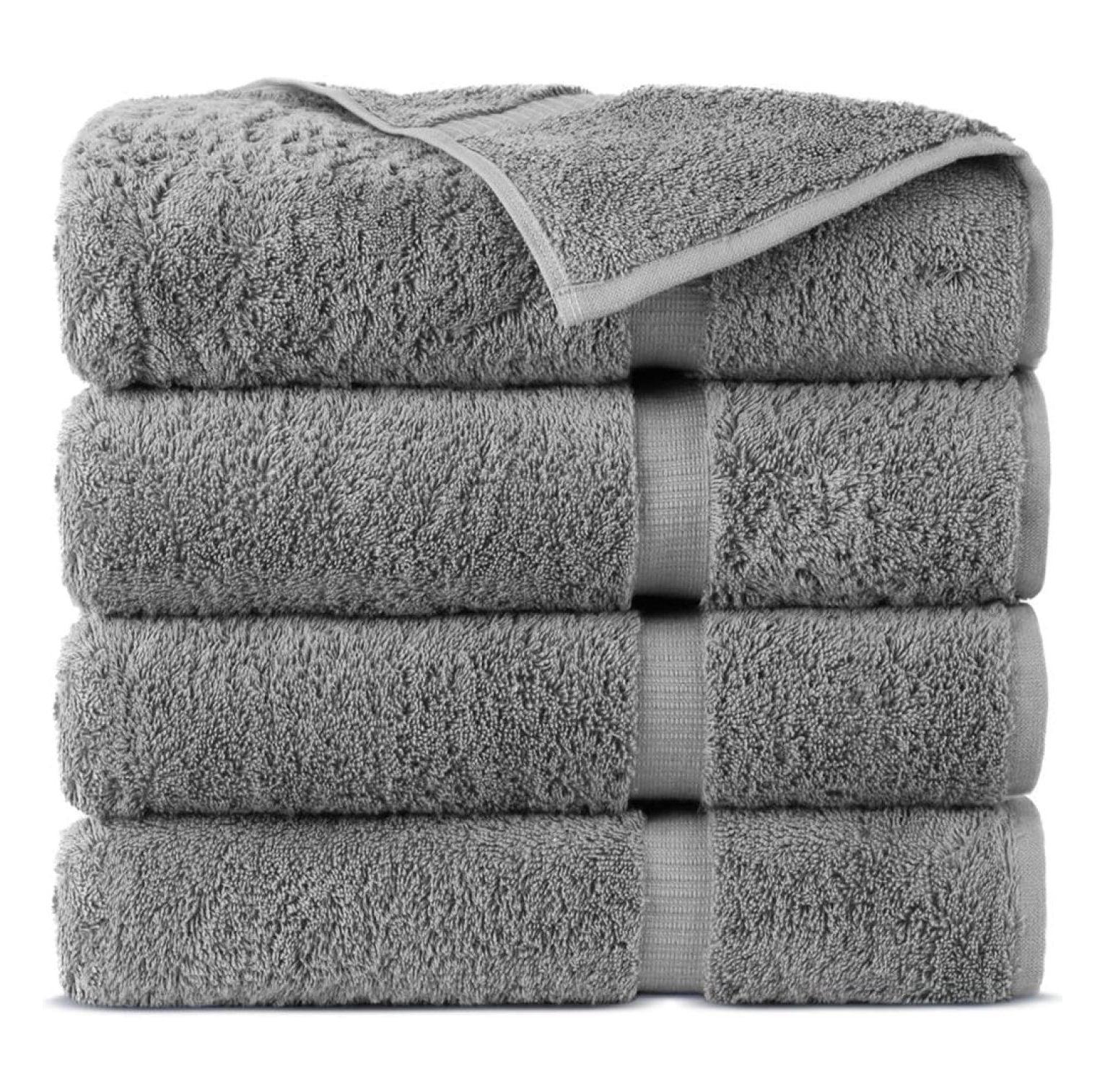 100% Turkish Cotton Towel Set (Gray, Bath Towels - Set of 4)