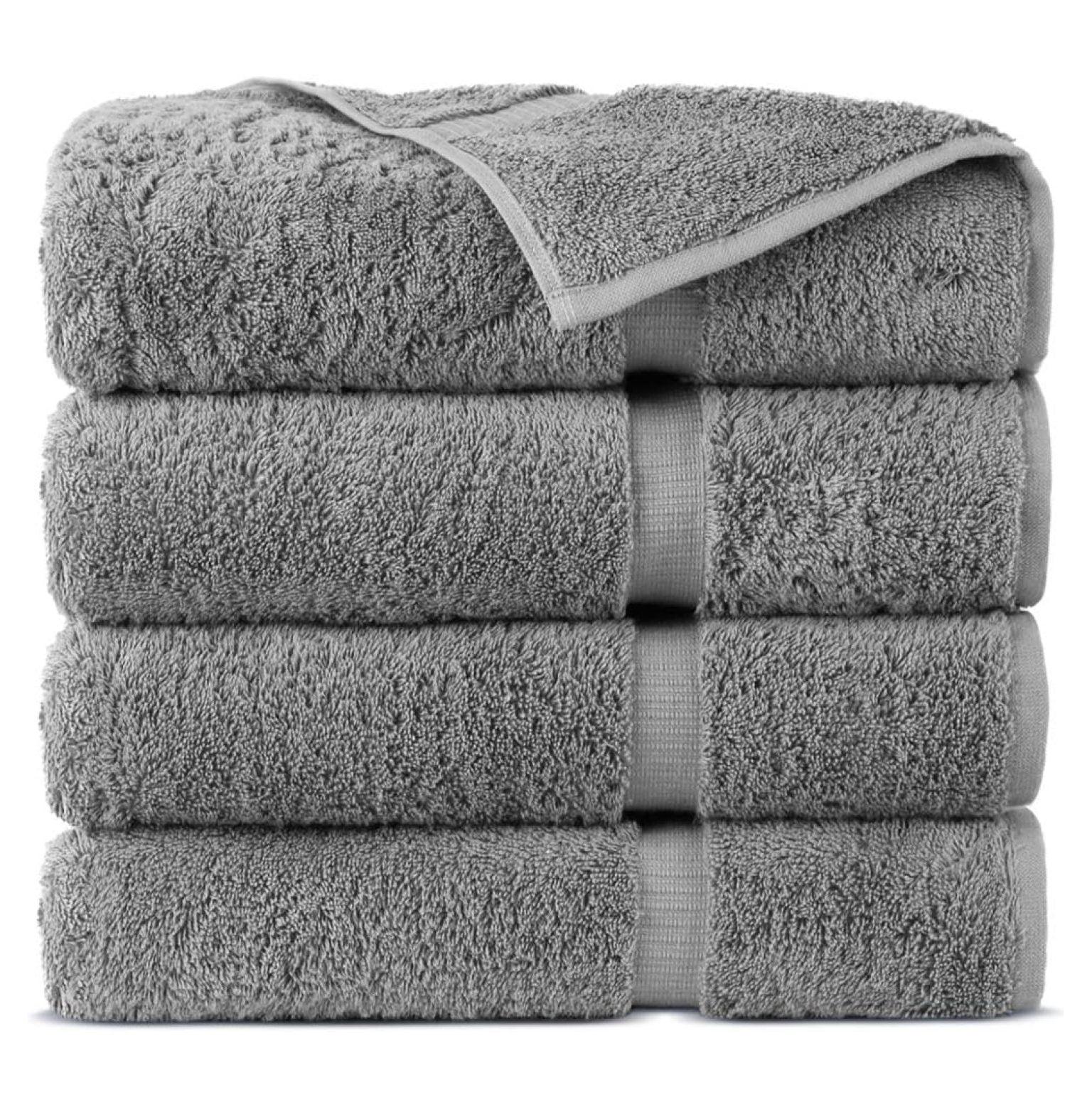 100% Turkish Cotton Towel Set (Gray, Bath Towels - Set of 4)