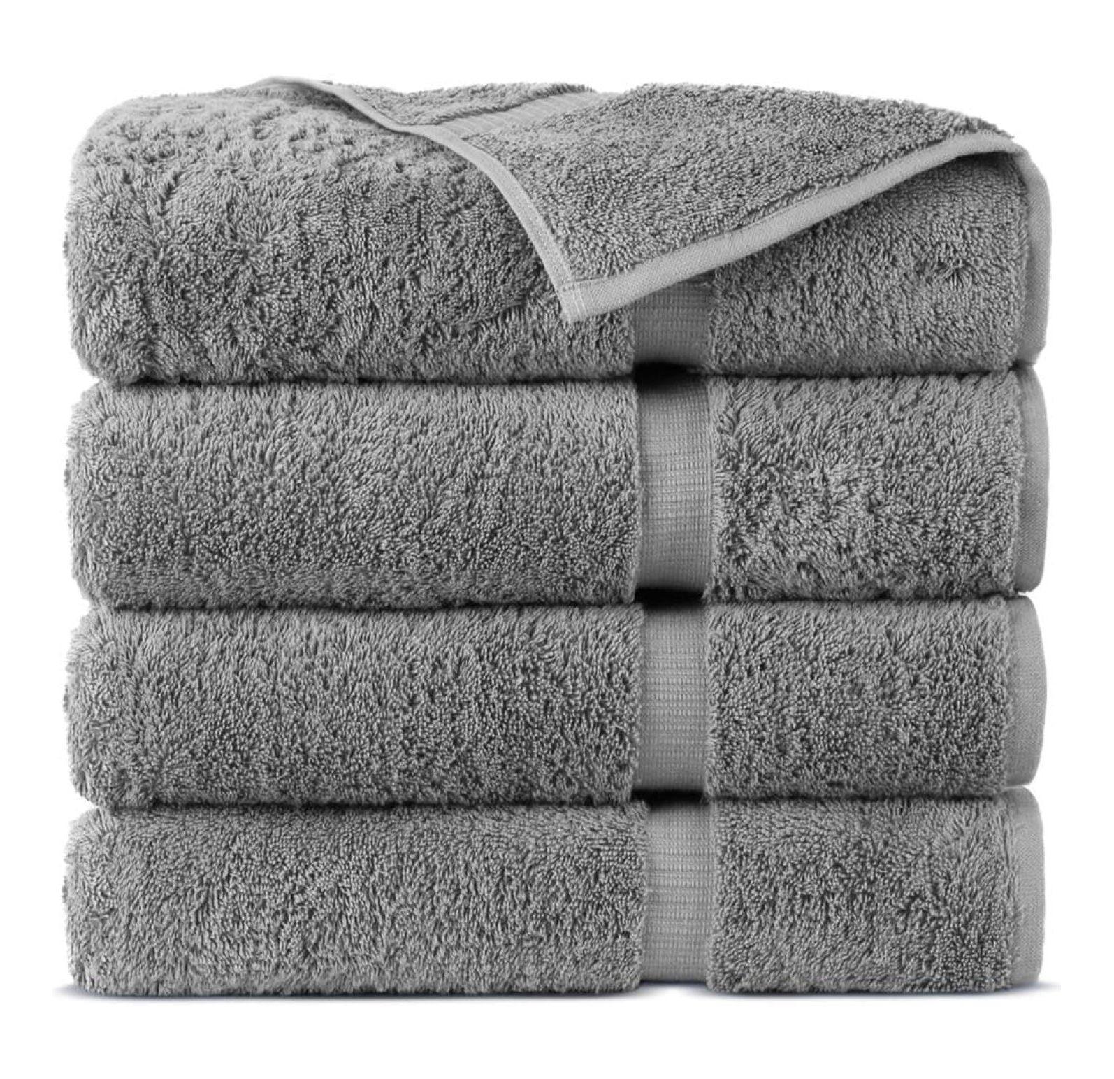 100% Turkish Cotton Towel Set (Gray, Bath Towels - Set of 4)