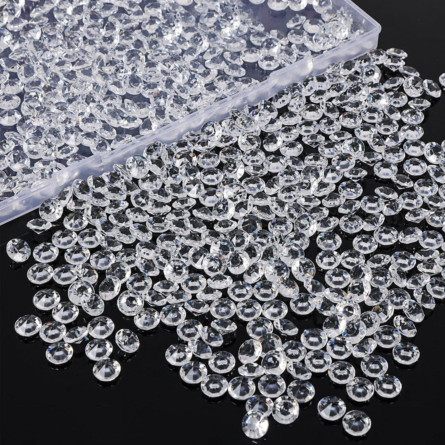 OUTUXED 1000pcs 0.4inch Clear Fake Diamonds Crystals Gems Vase Fillers for Centerpieces Wedding Table