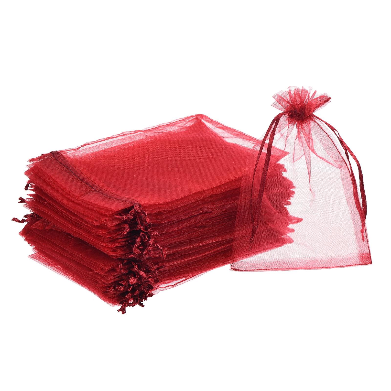 100PCS 4x6inch (10x15cm) Drawstring Organza Jewelry Favor Pouches Wedding Party Festival Gift Bags Candy Bags (Red)
