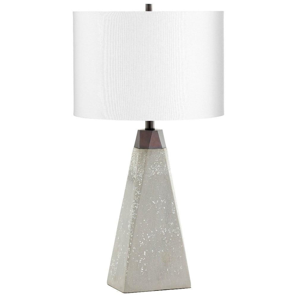 Gunmetal Concrete Base Table Lamp with White Linen Shade