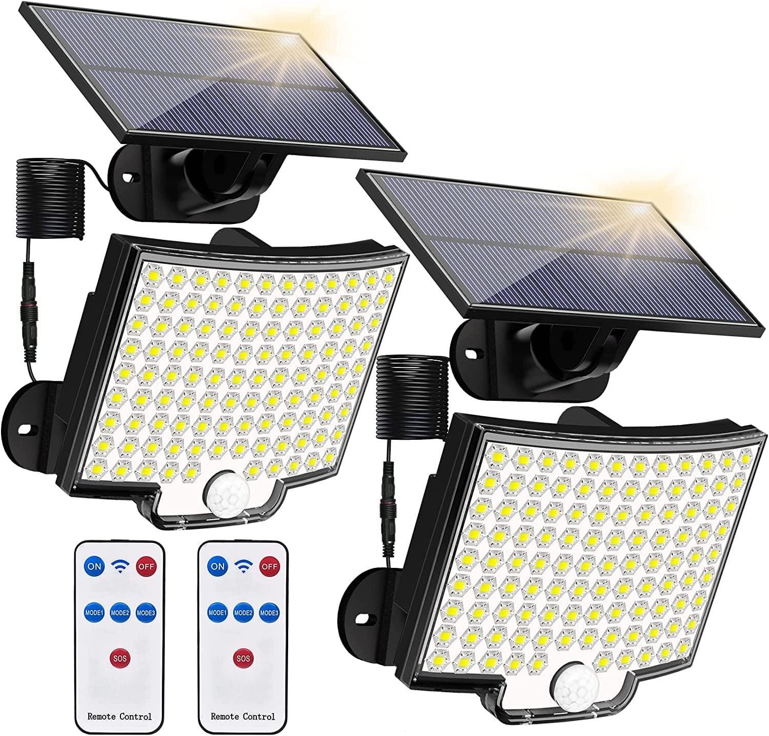 106 LED Black Solar Powered Motion Sensor Flood Lights with Remote