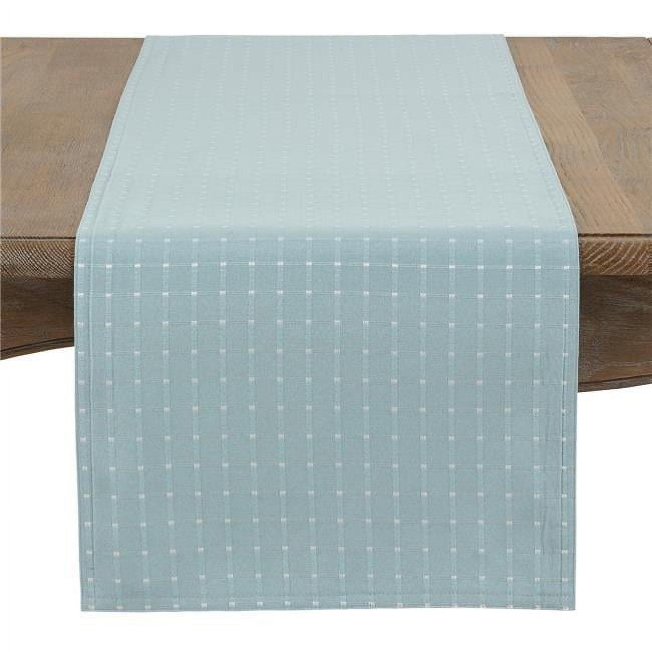 Saro Lifestyle Table Runner With Stitched Line Design, Aqua, 16" x 108"