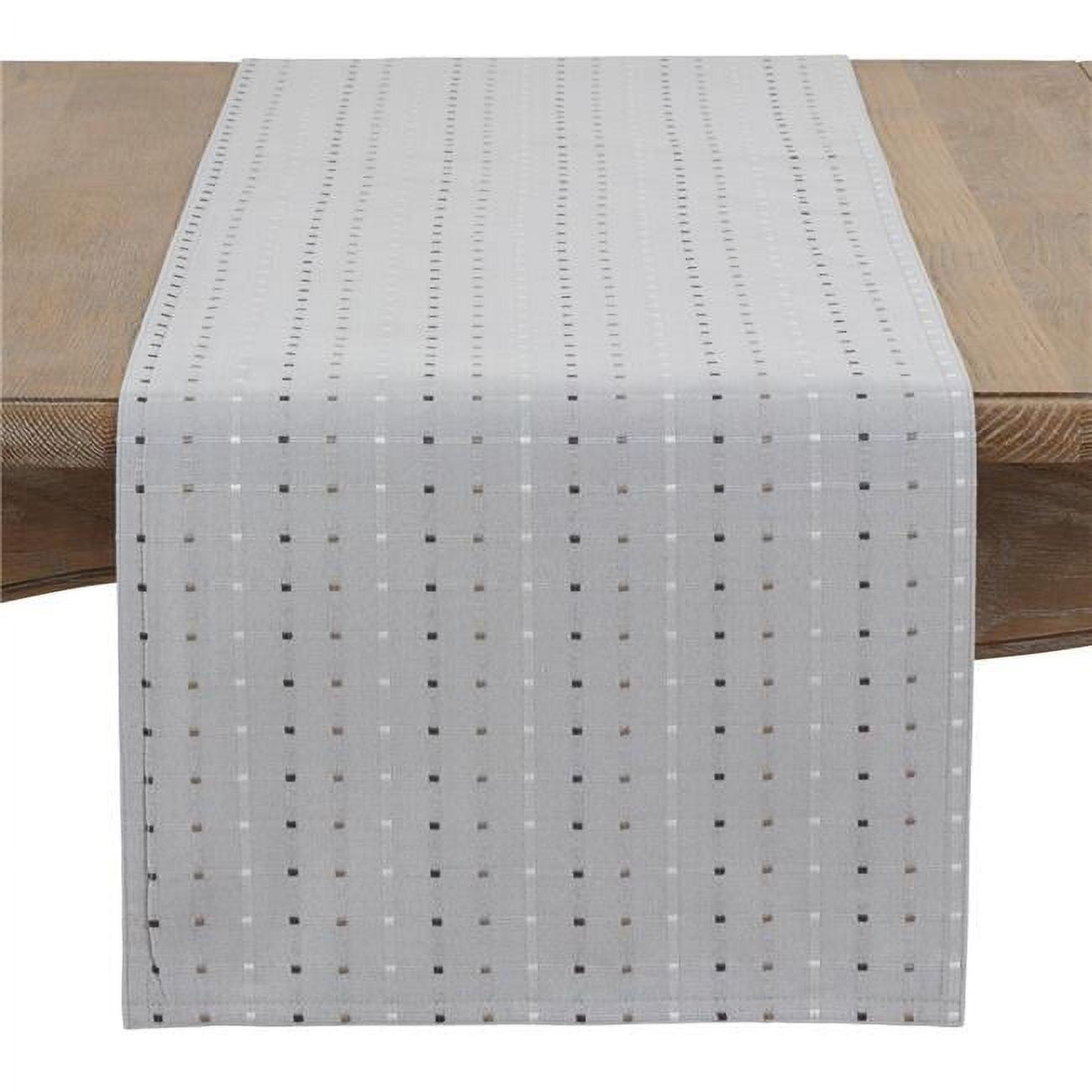 108 in. Square Stitched Line Table Runner, Gray