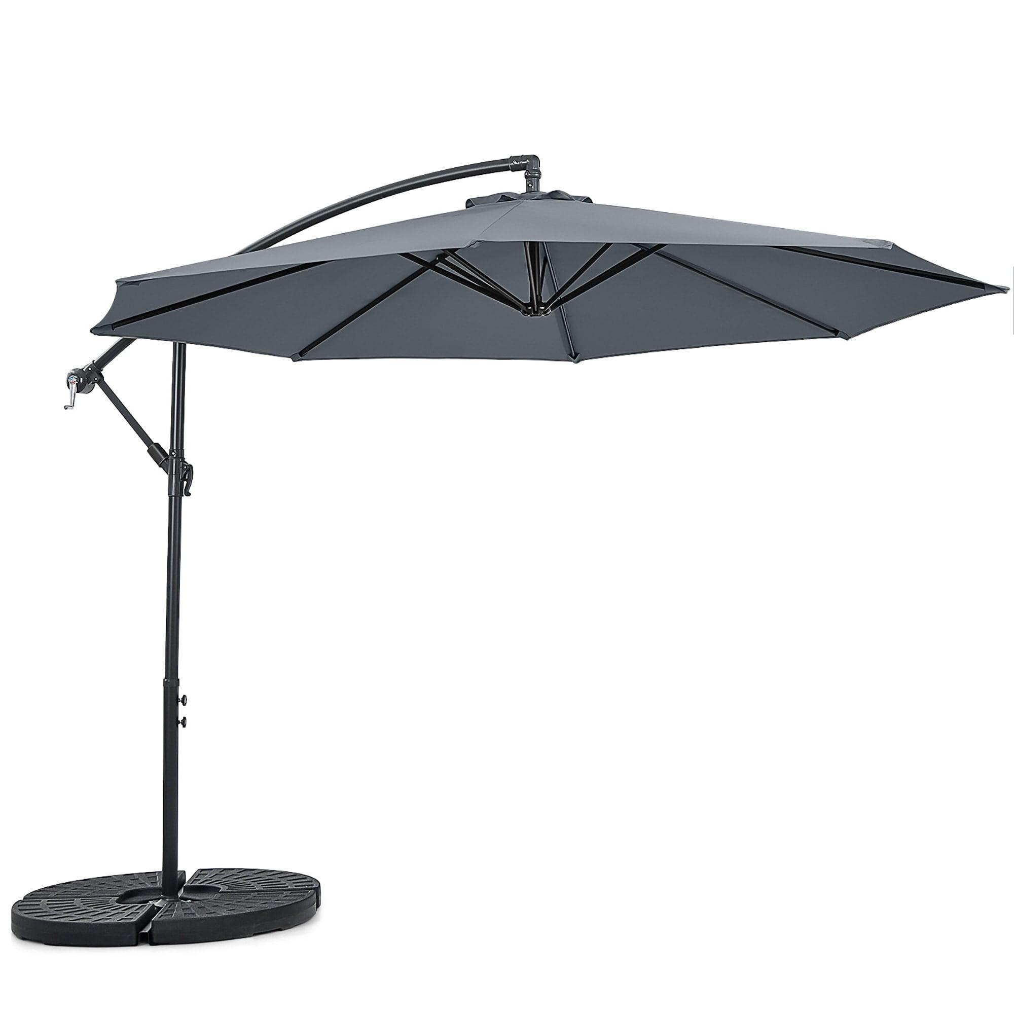 Costway  10 FT Patio Offset Umbrella w/8 Ribs Cross Base Tilt Grey