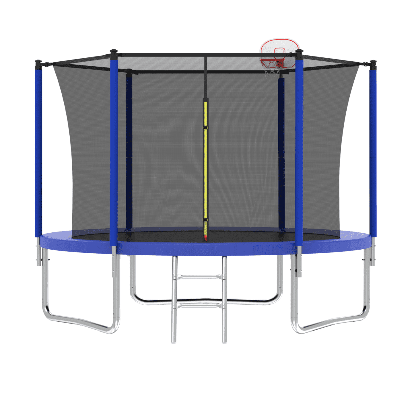 10FT Trampoline with Basketball Hoop, Outdoor Trampoline with Enclosure Net, Blue