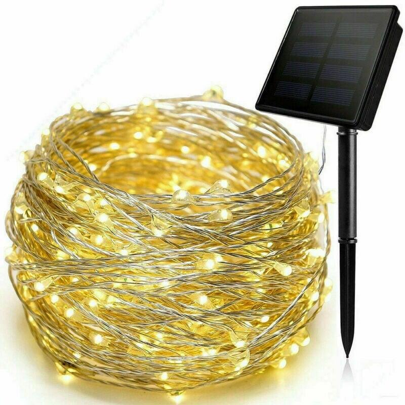 33ft Warm White Solar Powered Outdoor Christmas LED String Lights