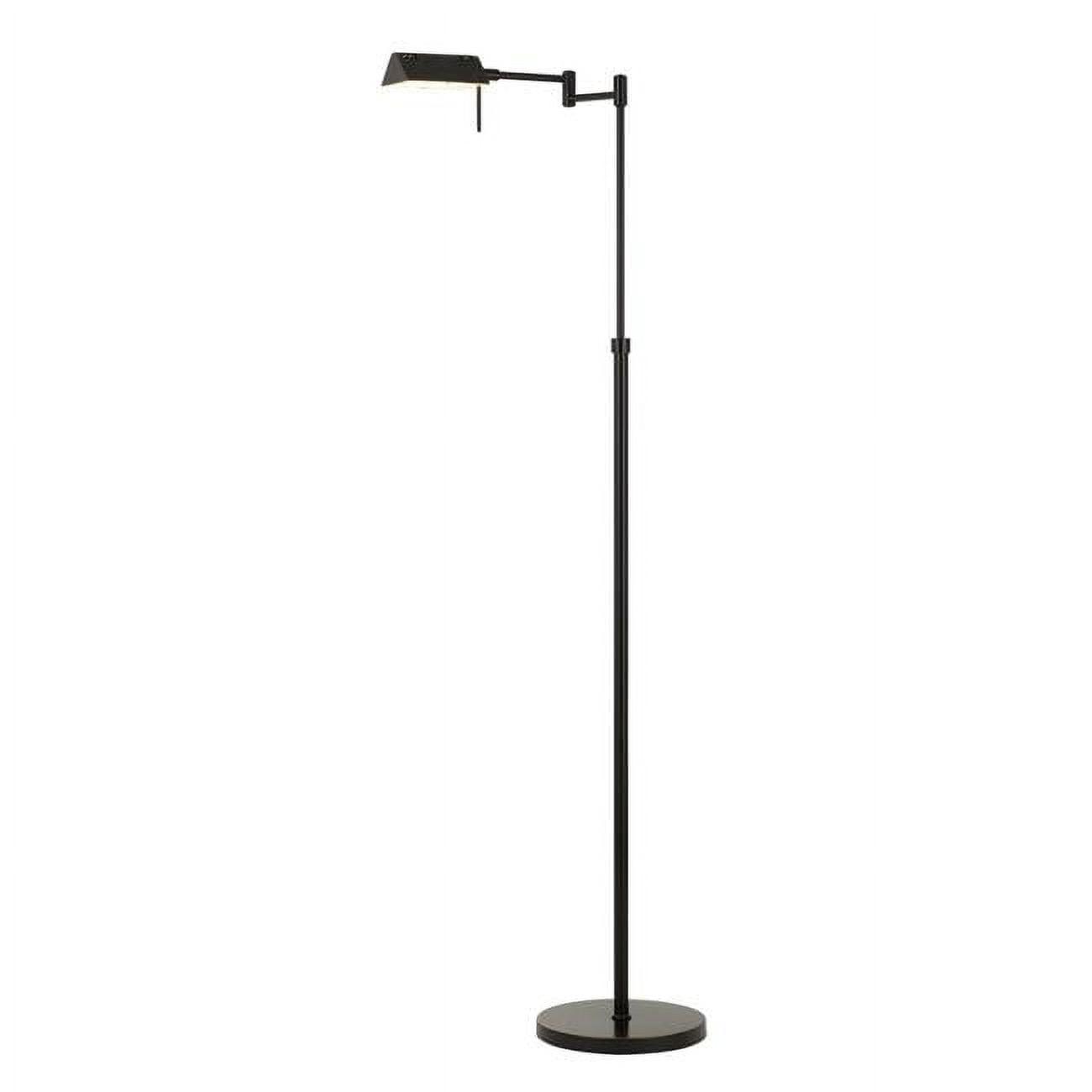Sleek Adjustable 10W LED Metal Floor Lamp with Swing Arm, Black