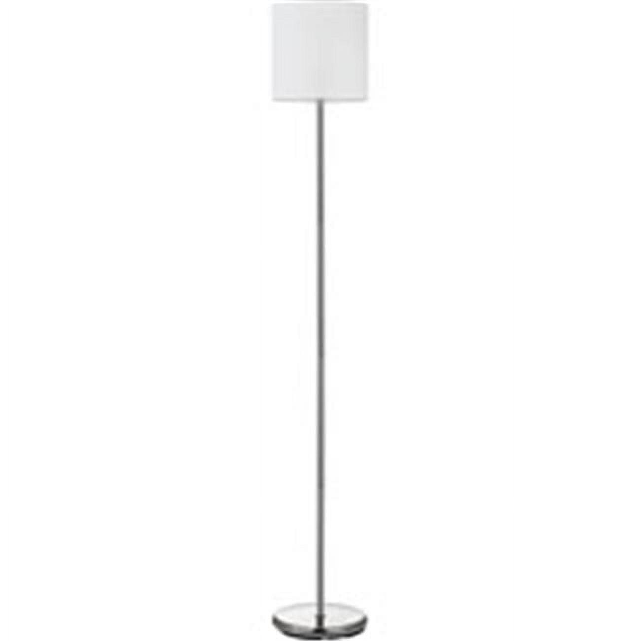 Elegant Nickel Finish 65'' LED Floor Lamp with White Linen Shade