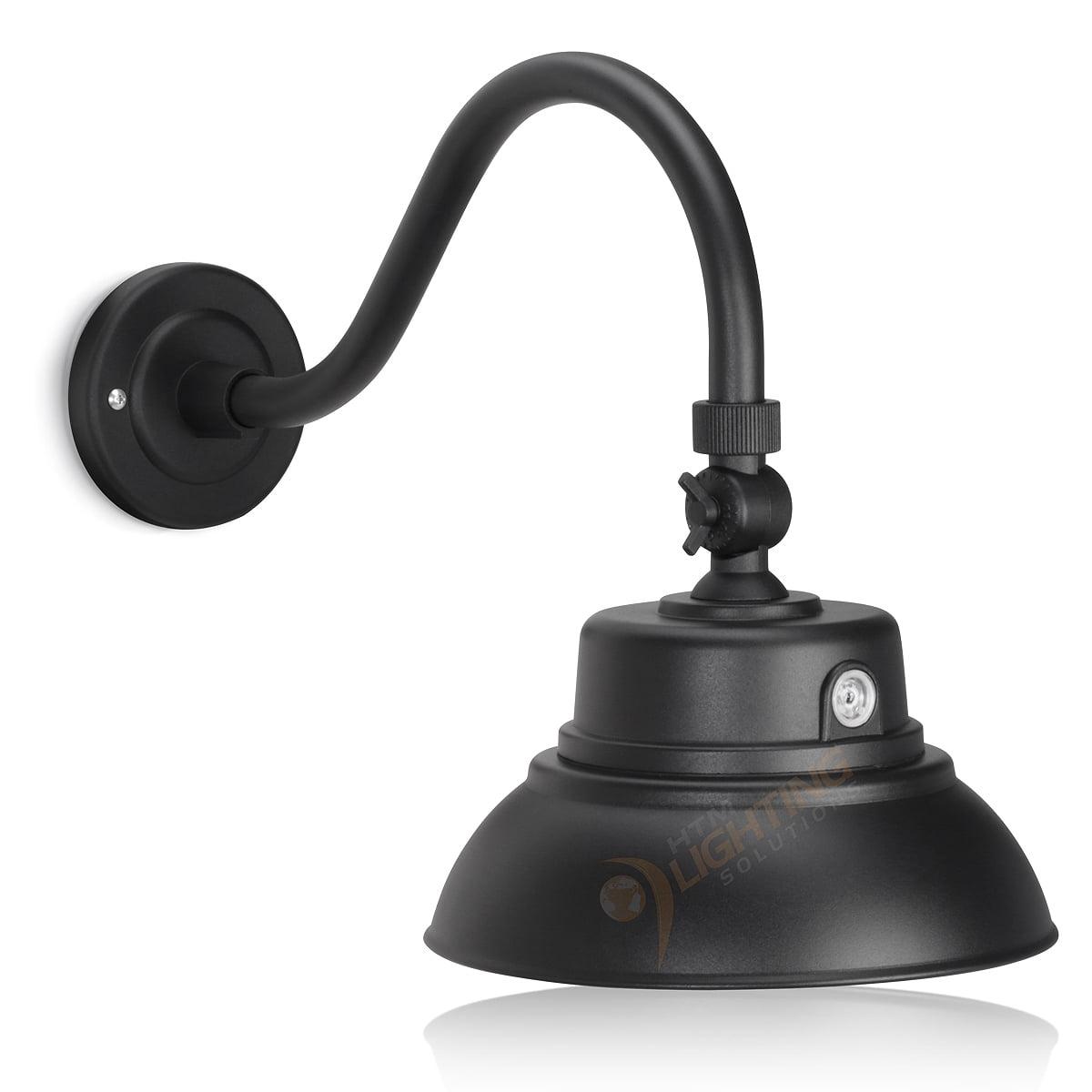 10in. Black Gooseneck Barn Light LED Fixture for Indoor/Outdoor Use - Photocell Included - Swivel Head - 25W - 2000lm - ETL Listed - Sign Lighting - 3000K (Warm White)