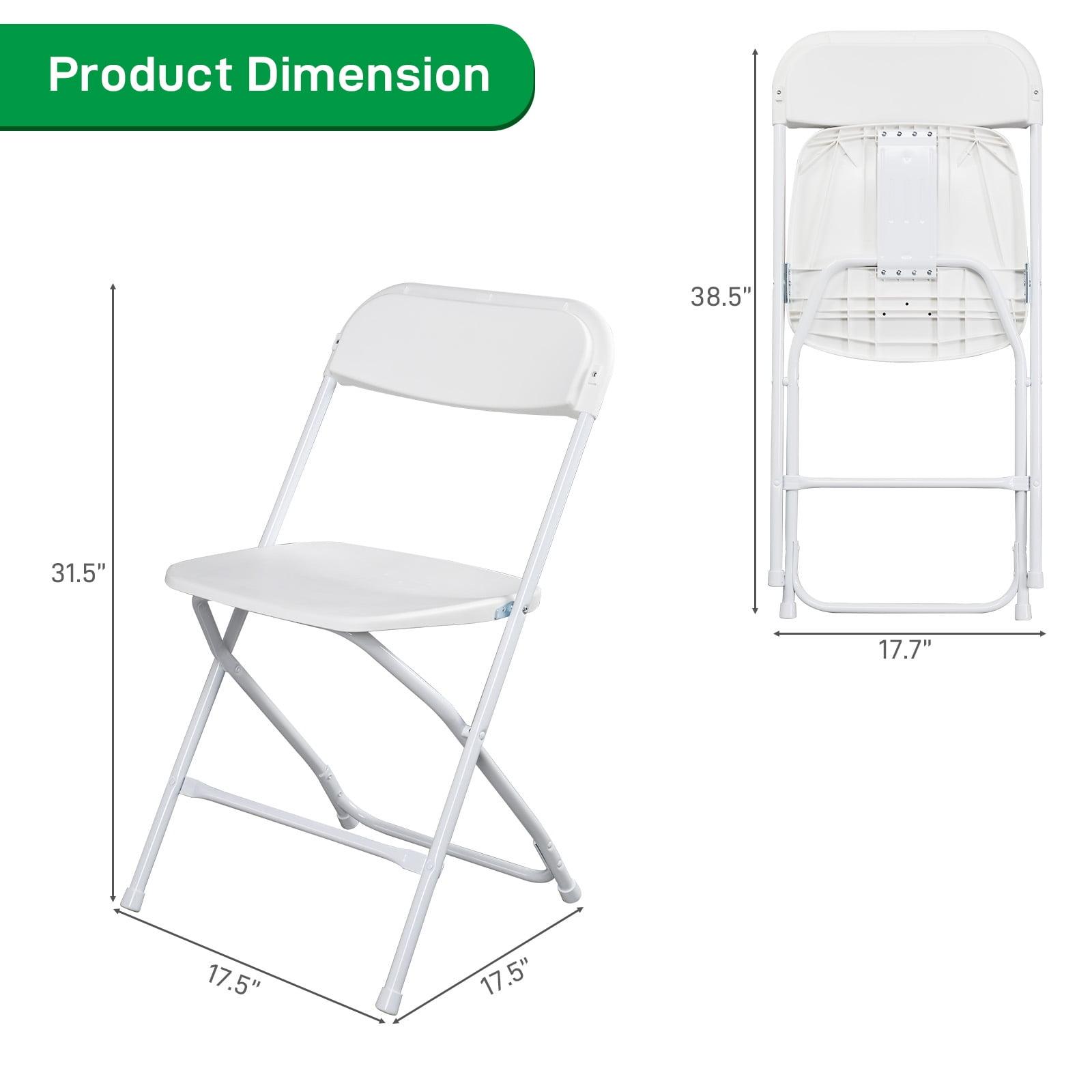 10 Pack White Plastic Folding Utility Chairs with Metal Frame