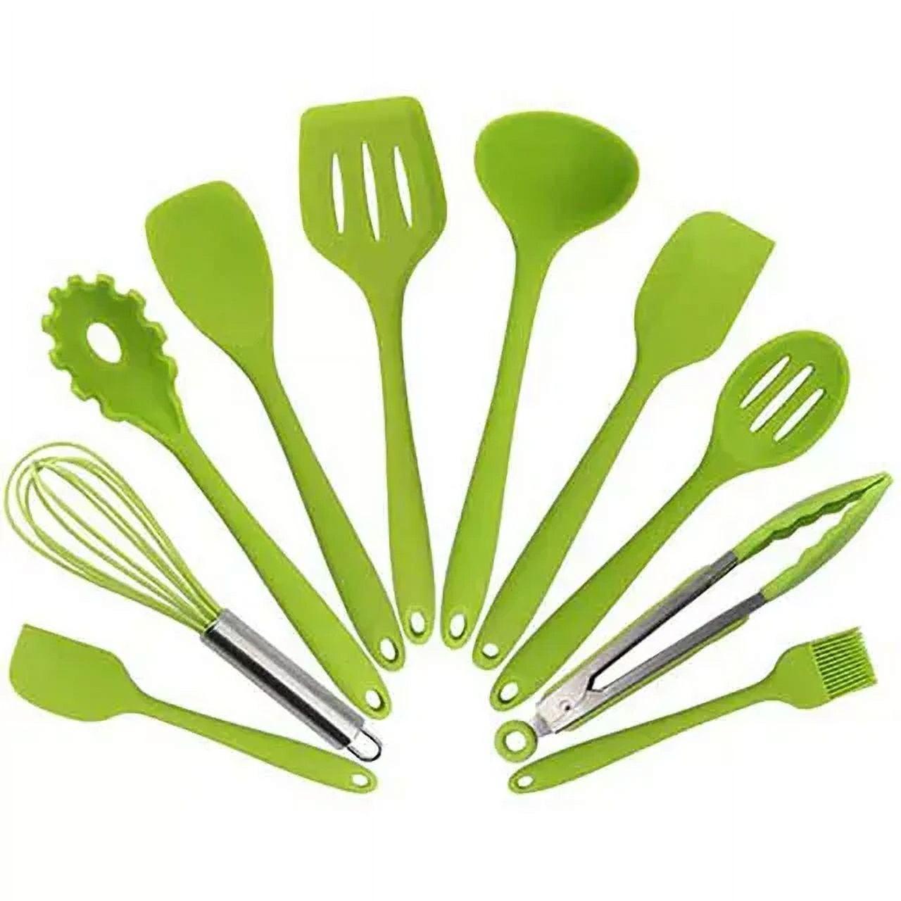 Green 10-Piece Heat Resistant Silicone Kitchen Utensil Set