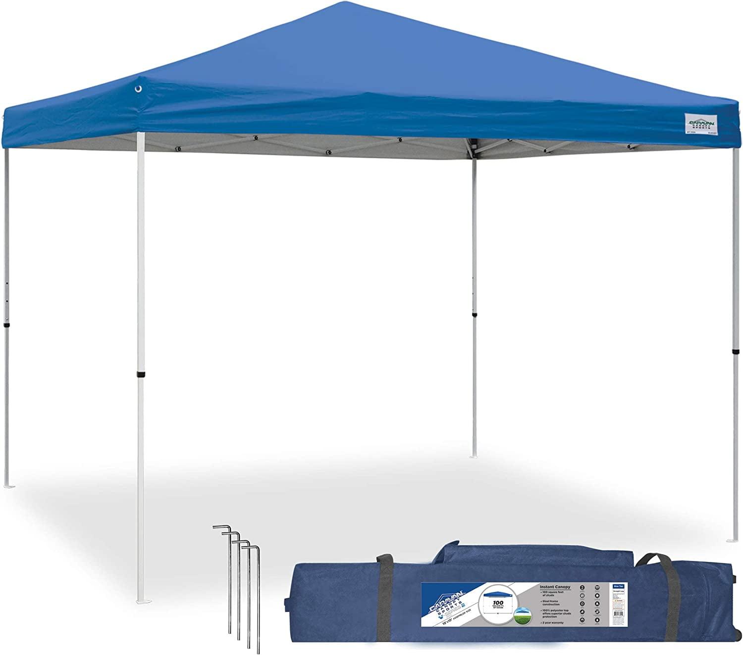 10x10 Blue Polyester Pop-Up Canopy with Steel Frame