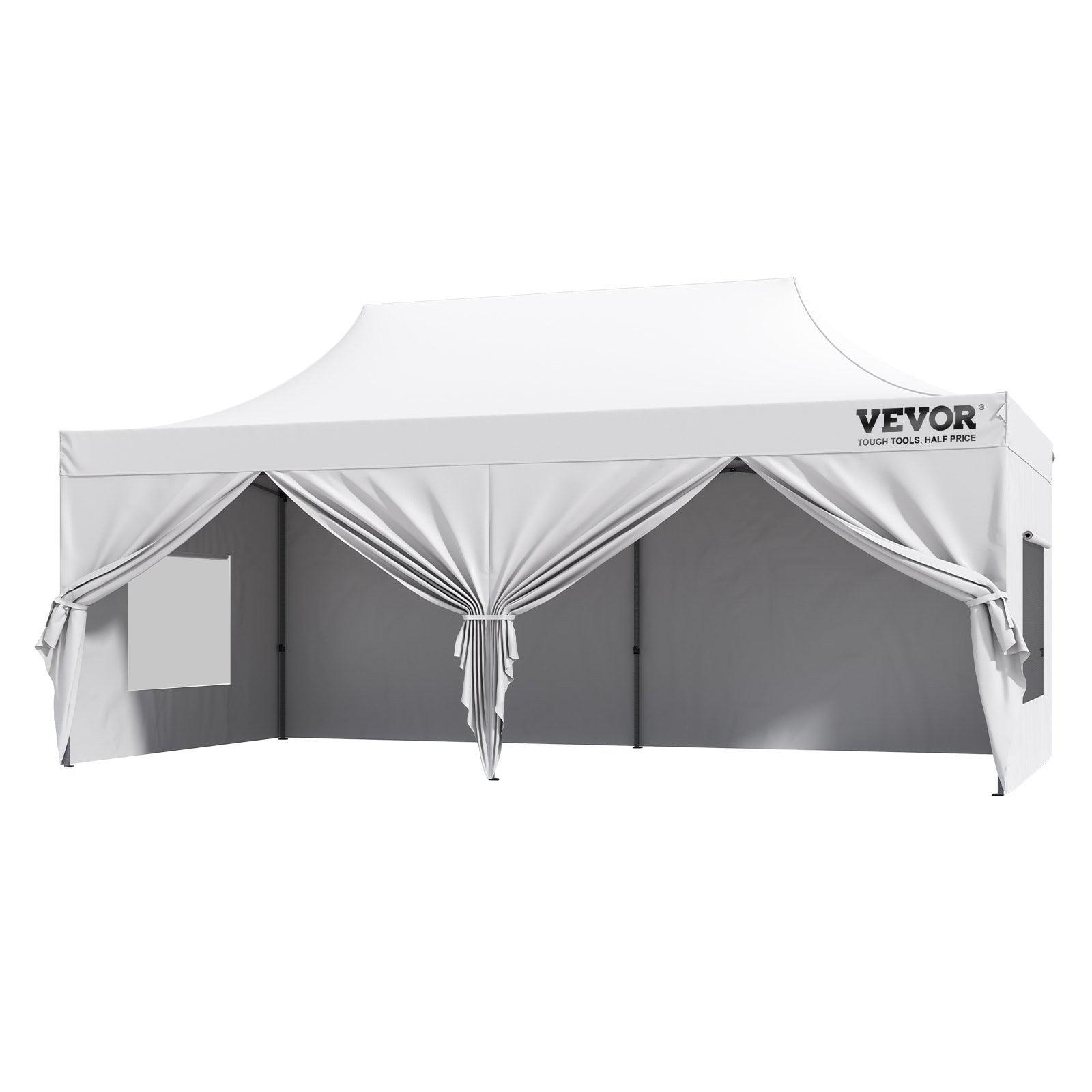 10x20 FT White Pop-Up Canopy Tent with Removable Sidewalls