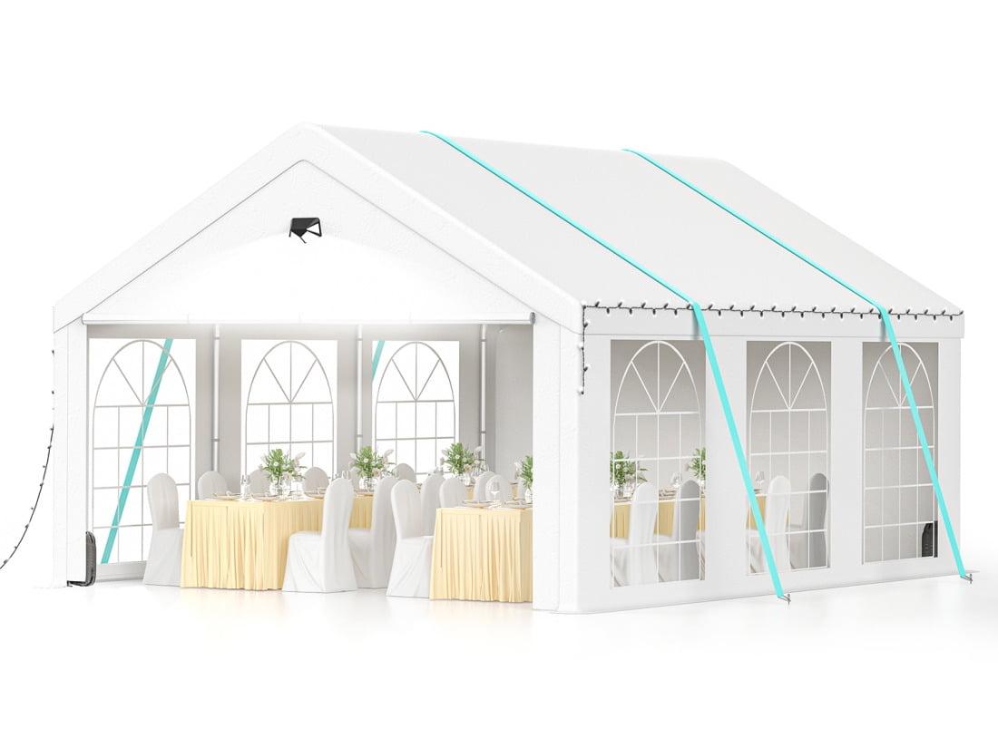 10x20FT Party Tent, Heavy Duty Canopy Tent with Removable Sidewals, Outdoor Wedding Tent for Parties Patio Gazebo Shelter for Wedding Holiday Birthday BBQ Backyard, White