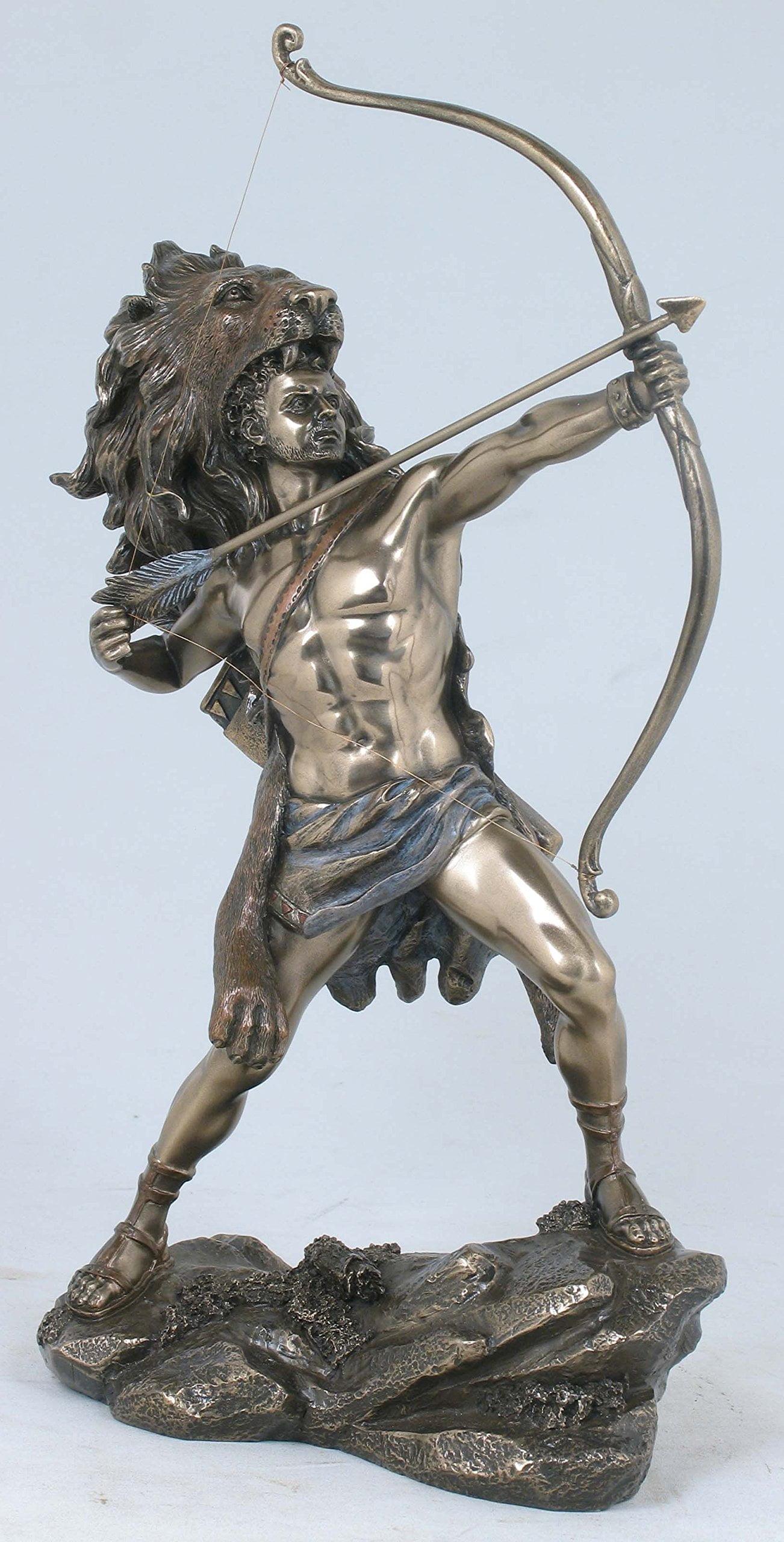 11.37" Cold Cast Bronze Color Hercules Aiming Bow and Arrow Figurine
