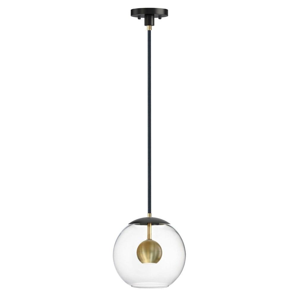 Nucleus 12W LED Pendant with Glass Shade in Aged Brass