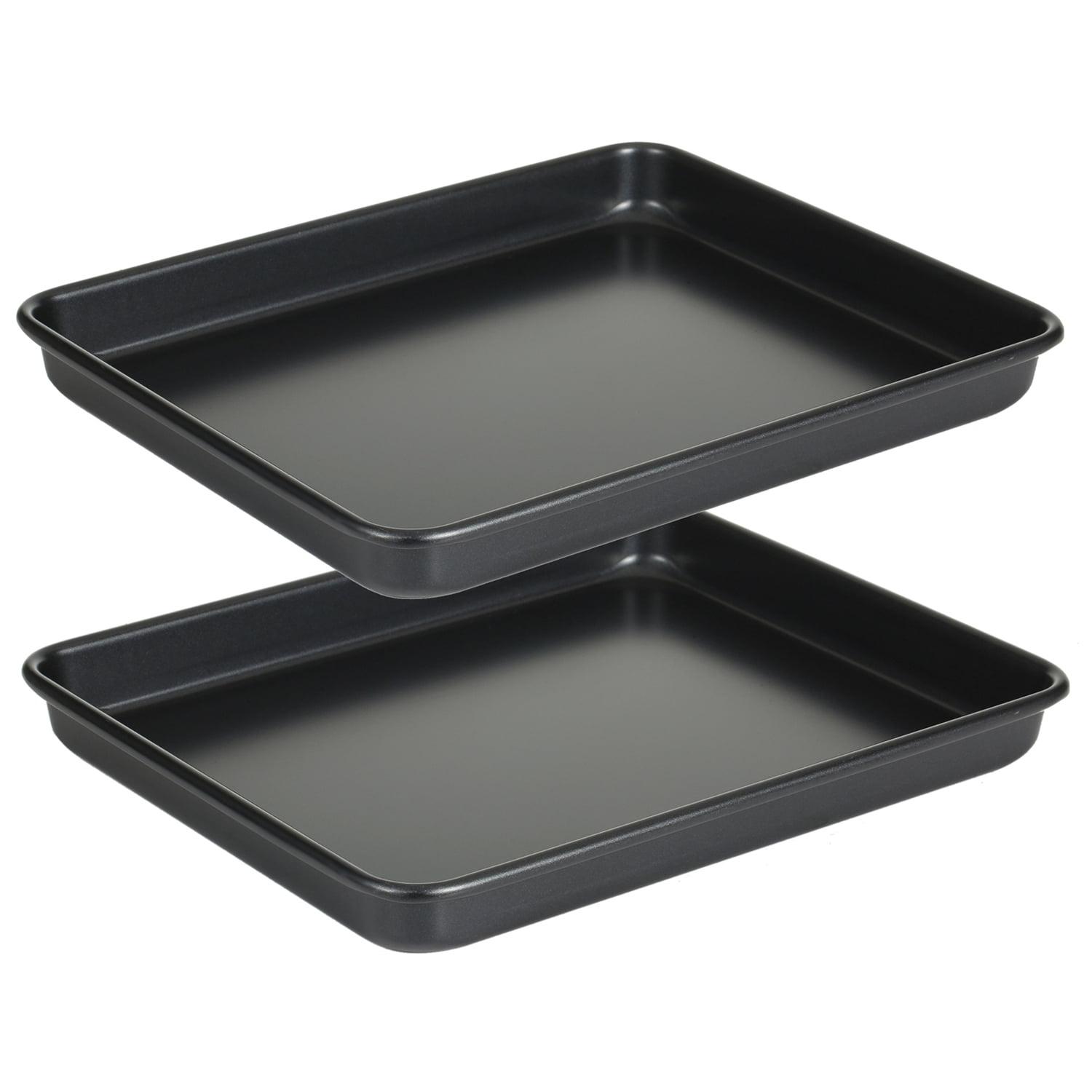 11 Inch Baking Sheets Pan Nonstick Set of 2, Walooza 1-inch Deep Baking Trays, 11X9 Inch Cookie Sheet Replacement Toaster Oven Tray, Non Toxic & Heavy Duty & Easy Clean