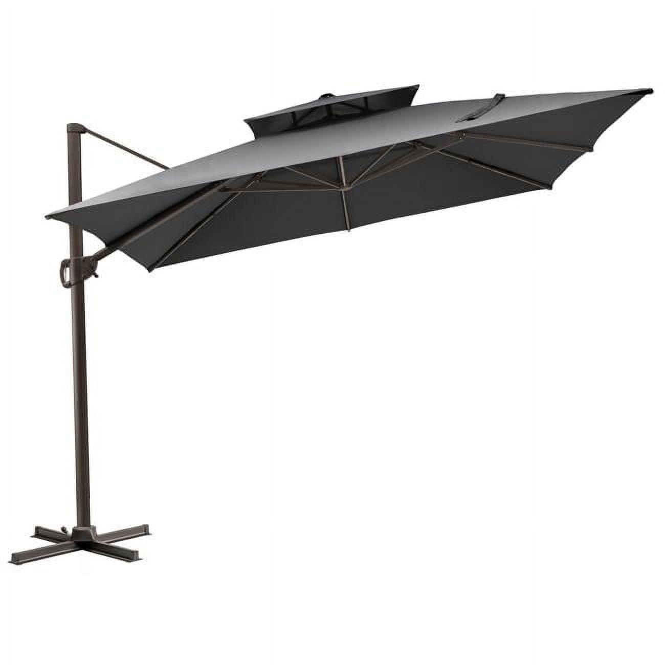 11 ft. Dark Gray Polyester Cantilever Patio Umbrella with Aluminum Stand