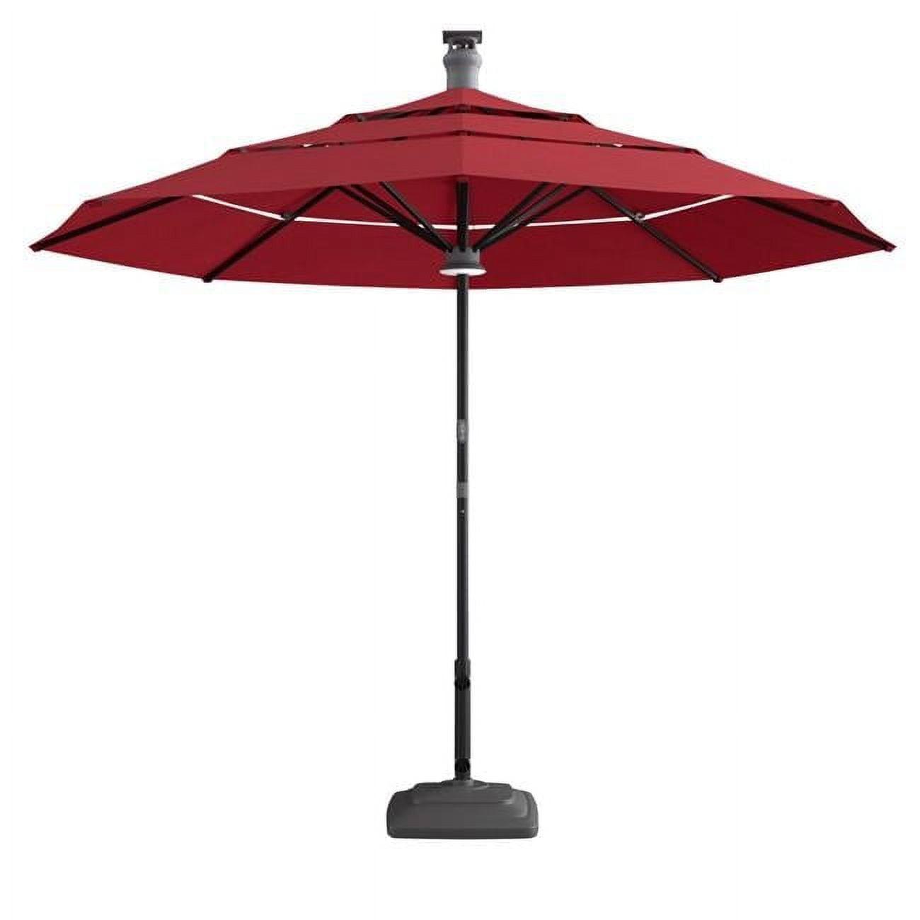 11 ft. Red Sunbrella Octagonal Lighted Smart Market Patio Umbrella