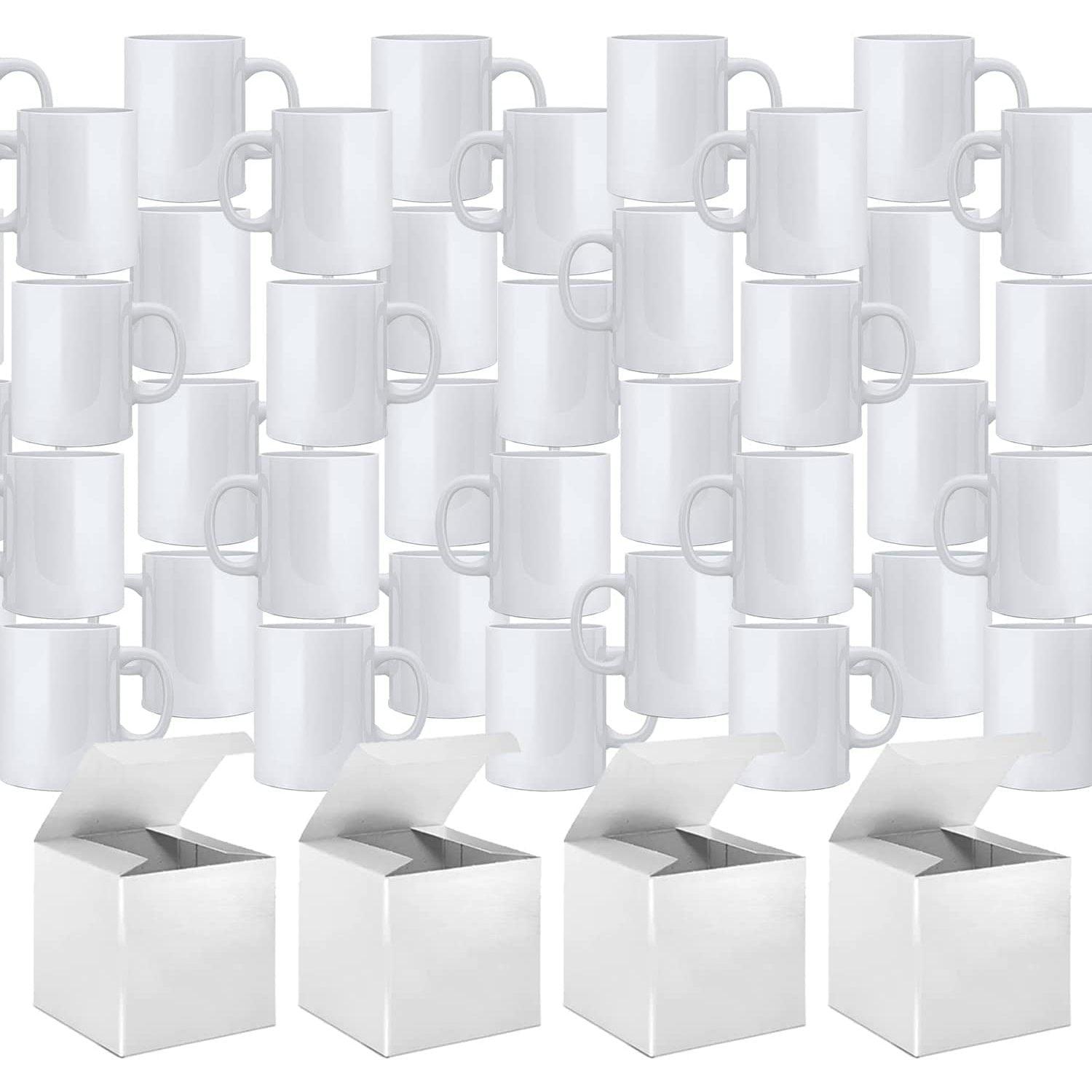 Set of 36 White Ceramic Sublimation Coffee Mugs