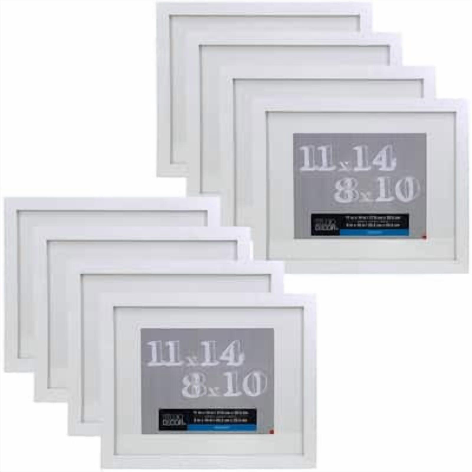 11" x 14" White Belmont Picture Frame with 8" x 10" Mat by Studio Décor - Pre-attached Hanging Hardware - Horizontal or Vertical Display - MDF - Bulk 8 Pack