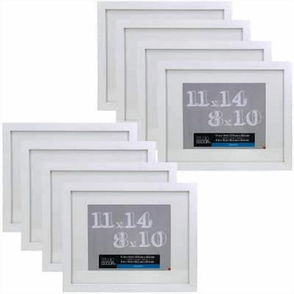 11" x 14" White Belmont Picture Frame with 8" x 10" Mat by Studio Décor - Pre-attached Hanging Hardware - Horizontal or Vertical Display - MDF - Bulk 8 Pack