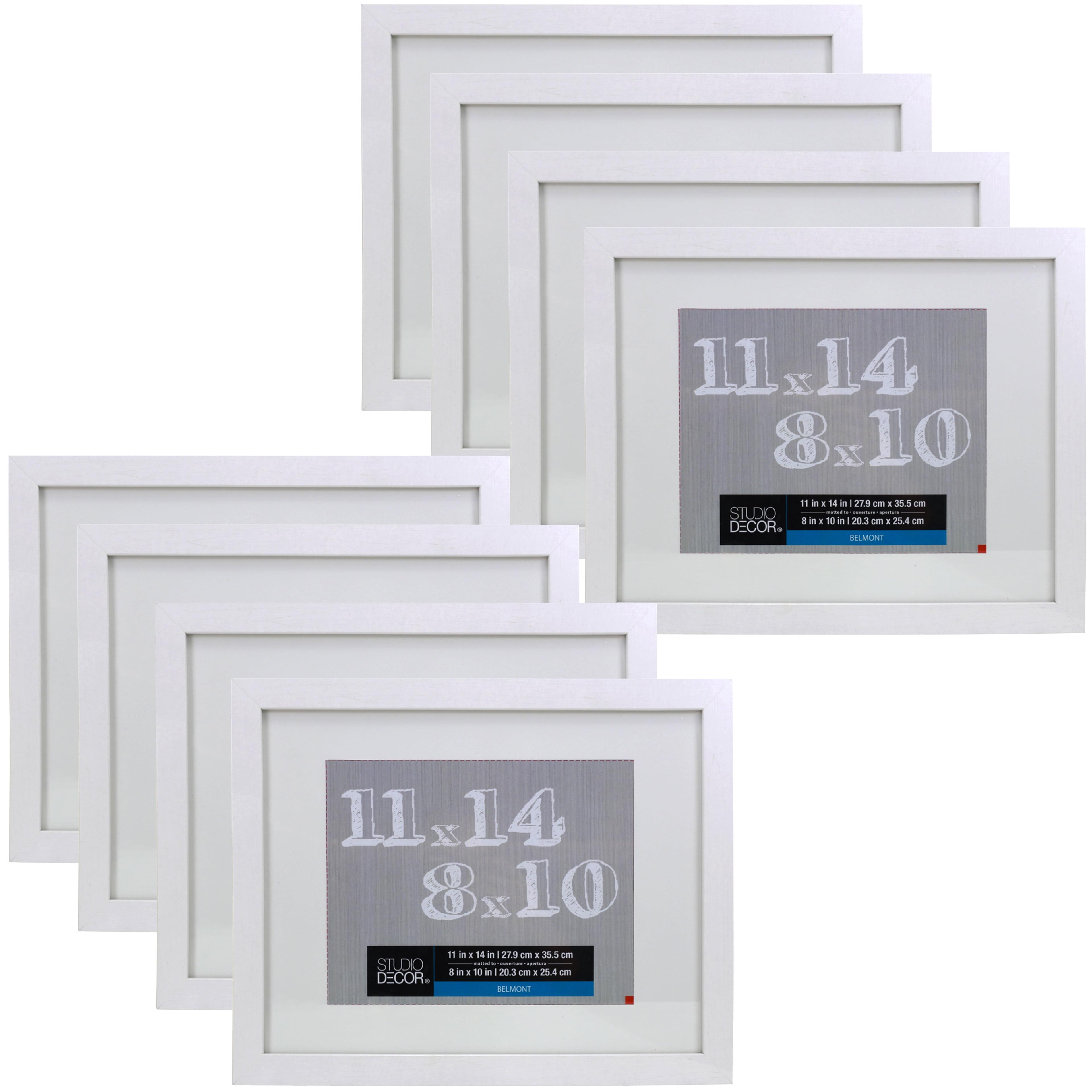 11" x 14" White Belmont Picture Frame with 8" x 10" Mat by Studio Décor - Pre-attached Hanging Hardware - Horizontal or Vertical Display - MDF - Bulk 8 Pack