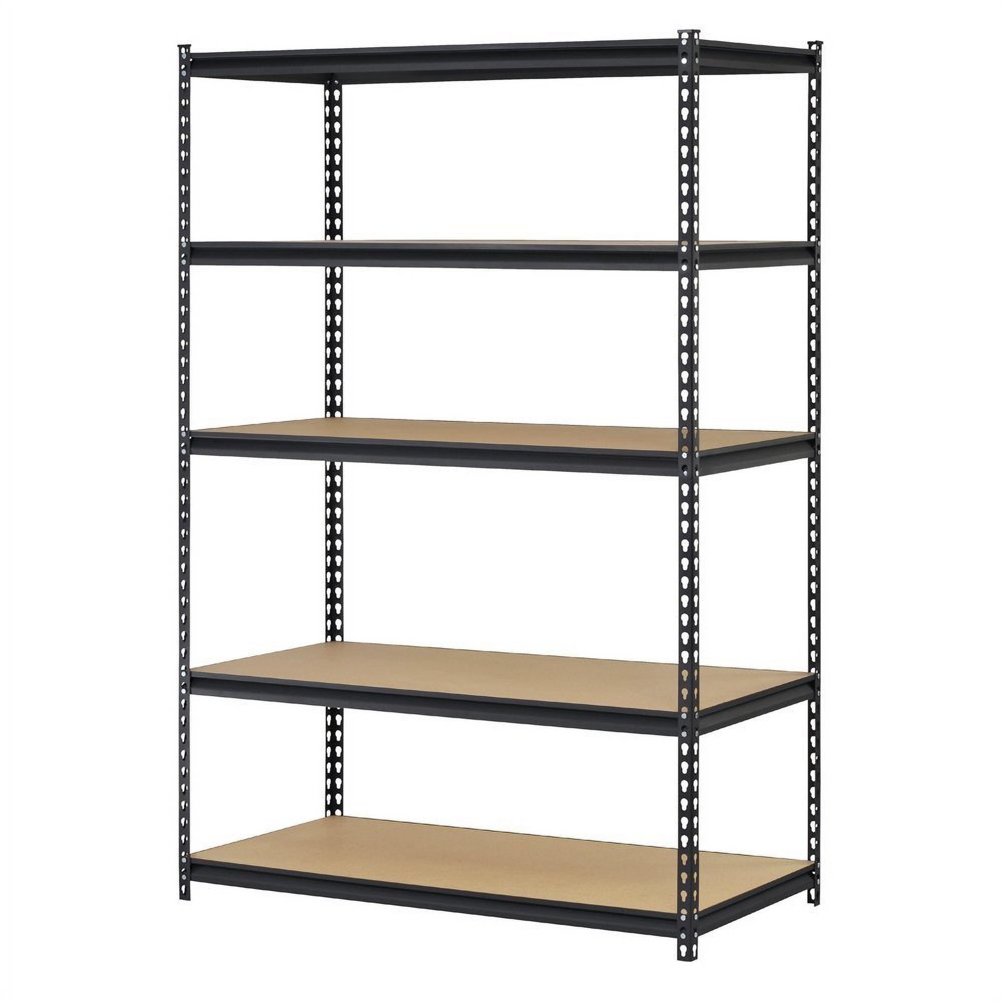 Black 5-Tier Powder Coated Steel and MDF Storage Rack