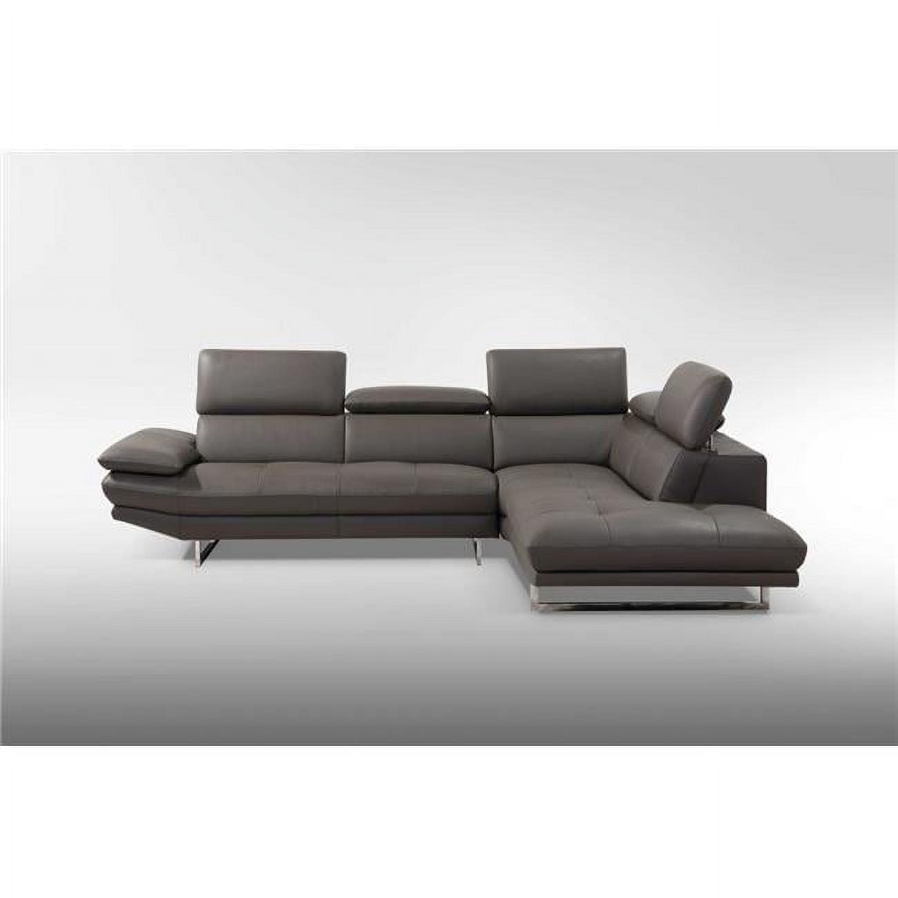 110" X 88" X 29" X 37" Dark Gray Leather Sectional and Chaise