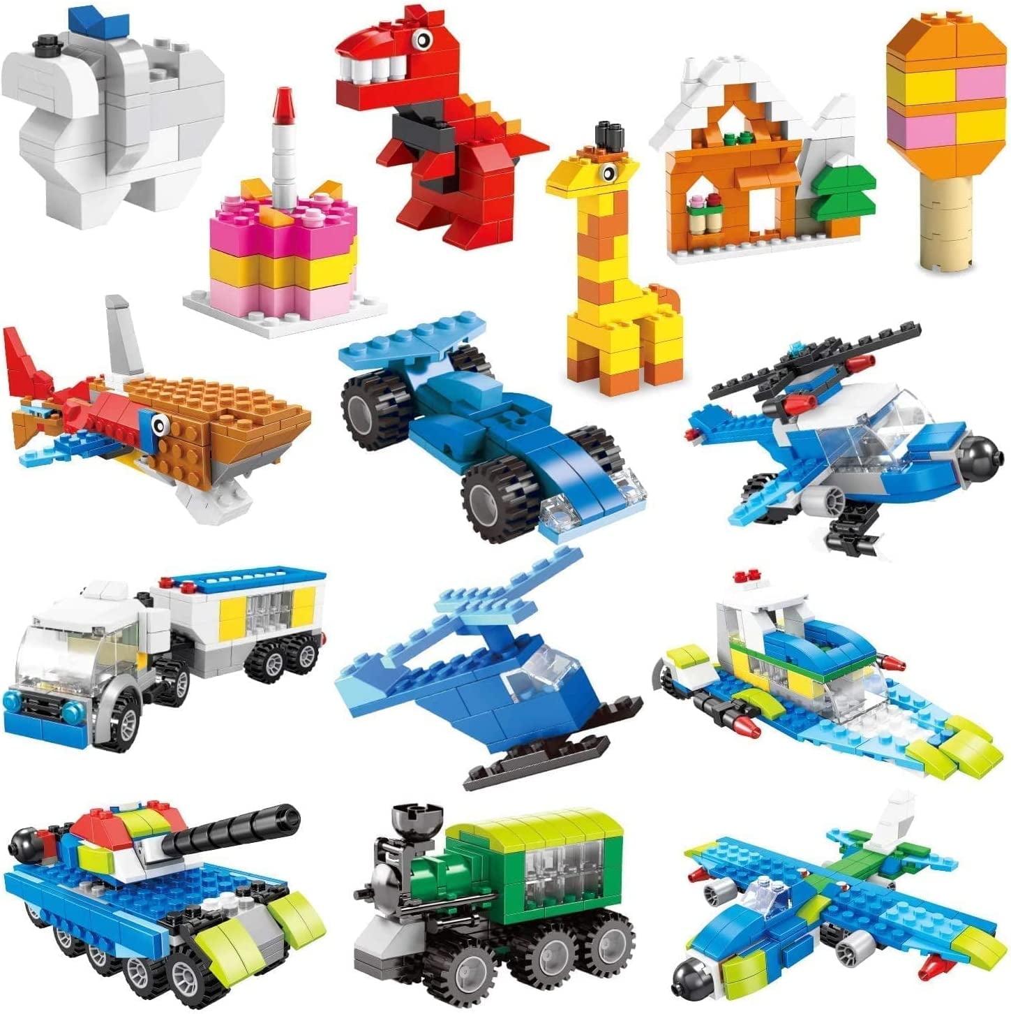 Fun Little Toys 1100 Pcs Building Bricks, 17 Colors & 147 Mixed Shapes, Compatible with Major Brands STEM Toy Set for Kids 3-12